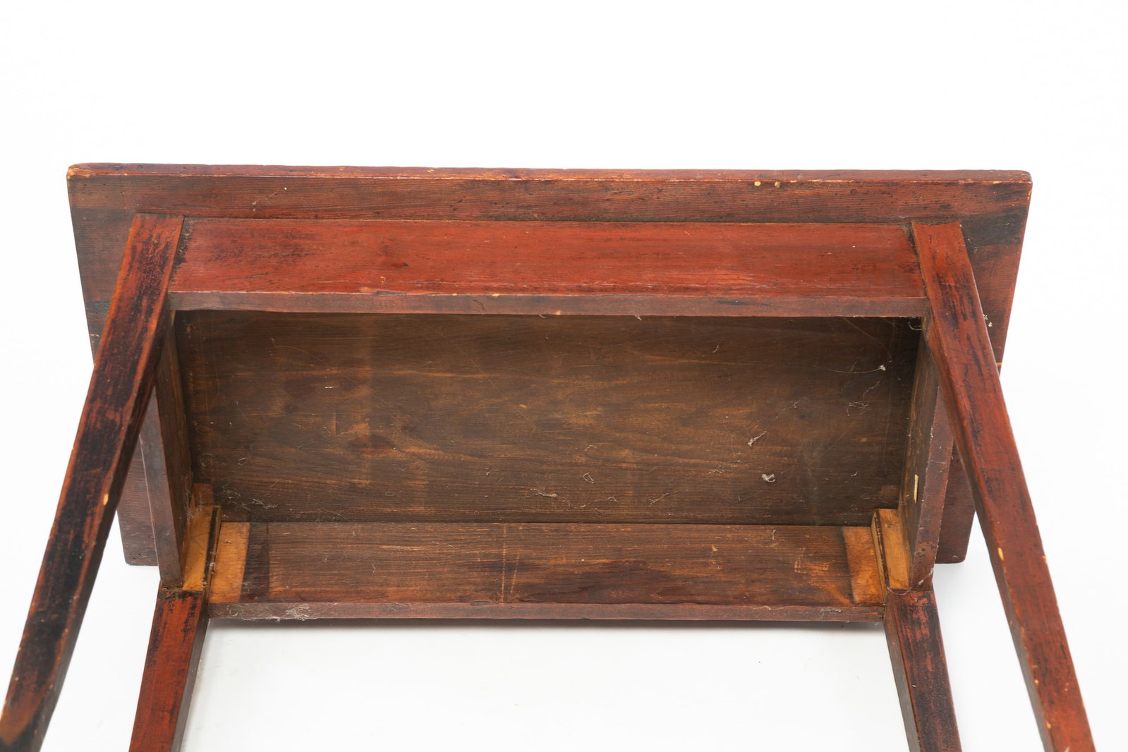 HEPPLEWHITE PINE WORK TABLE WITH RED PAINT. - 5