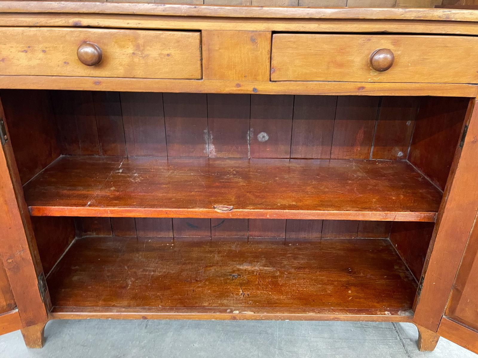 TWO-PIECE CHERRY STEPBBACK CUPBOARD. - 3