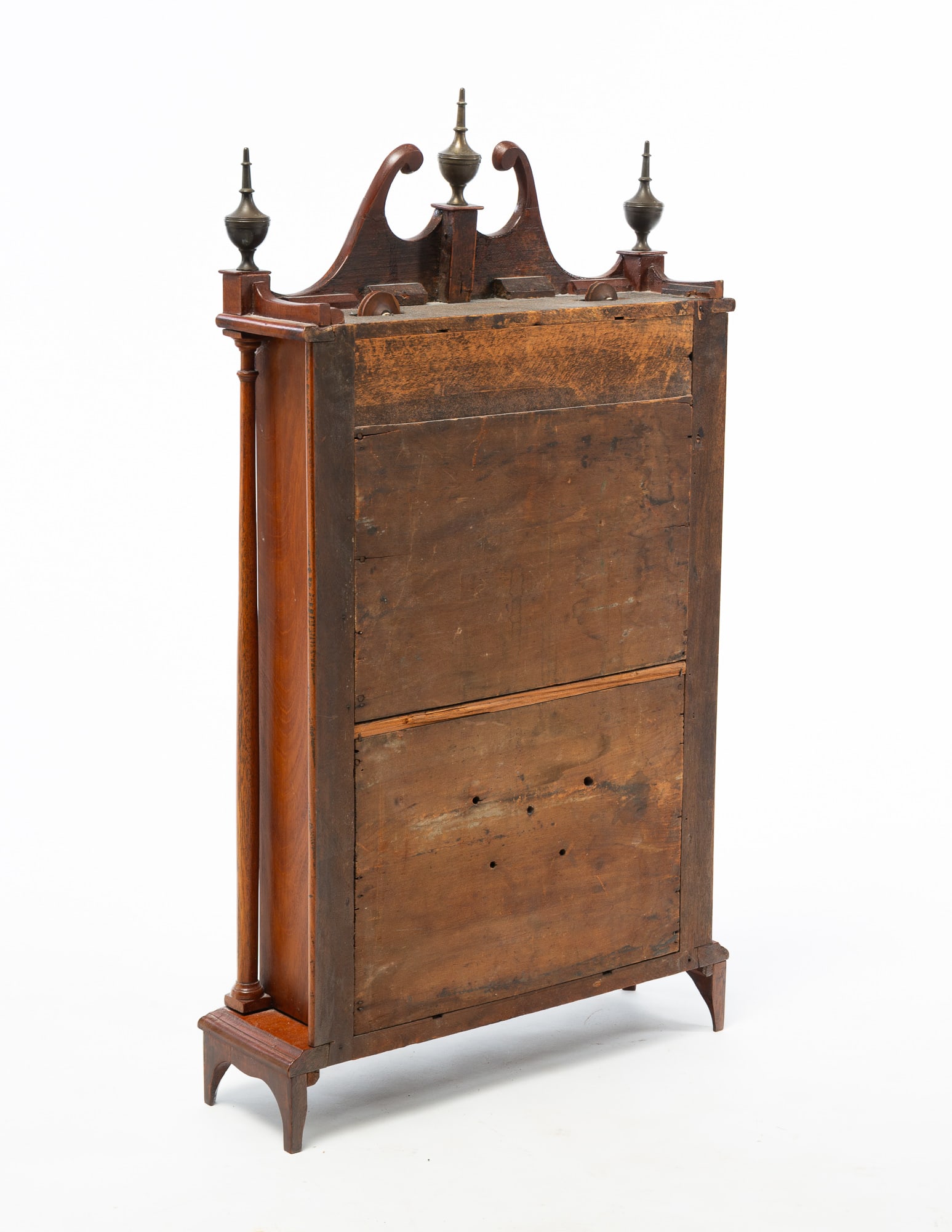 PILLAR AND SCROLL MANTLE CLOCK WITH REVERSE PAINTED TABLET. - 6