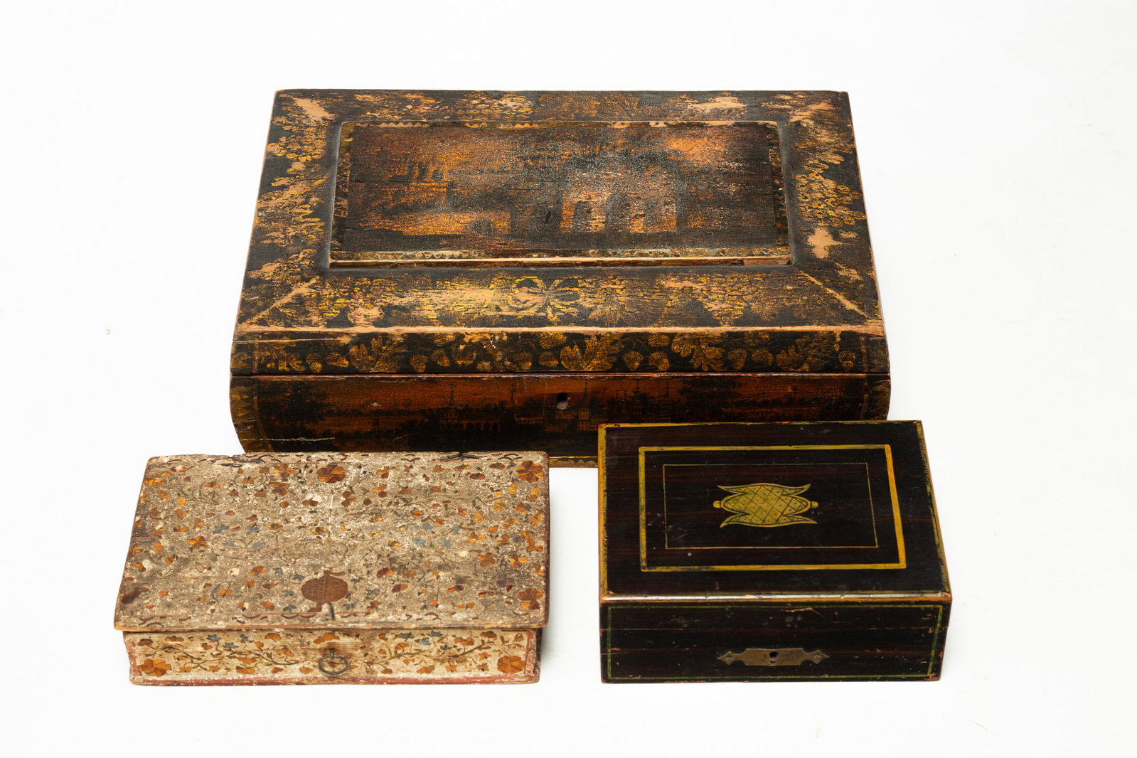 THREE DECORATED BOXES. (1 of 3)