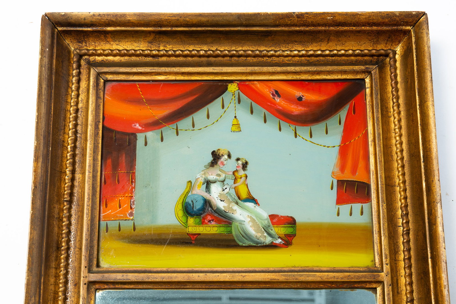 EMPIRE MIRROR WITH REVERSE PAINTED TABLET. - 2