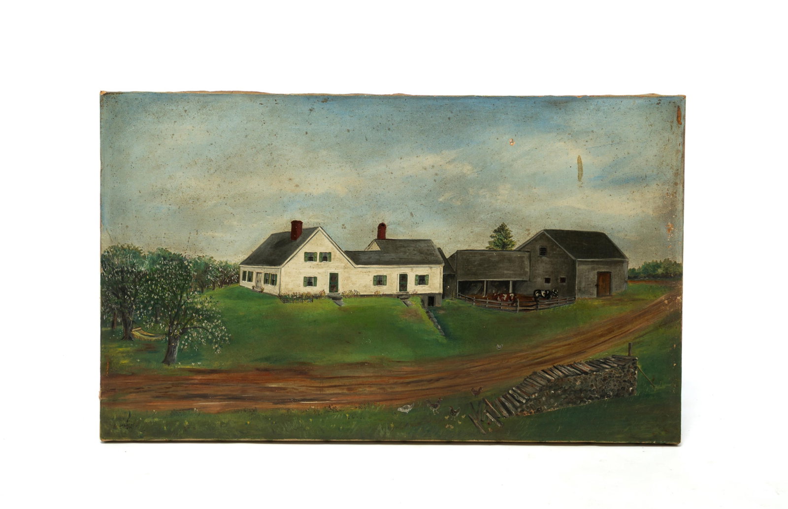NEW ENGLAND OIL ON CANVAS FARM SCENE. (1 of 4)
