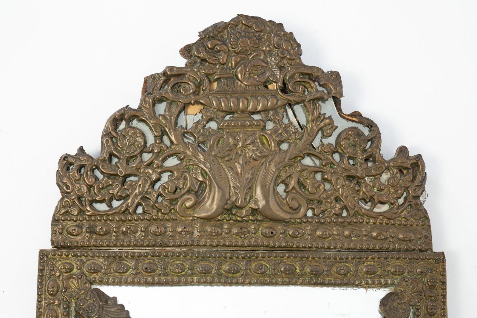CONTINENTAL BRASS REPOUSSE MIRROR. - 2