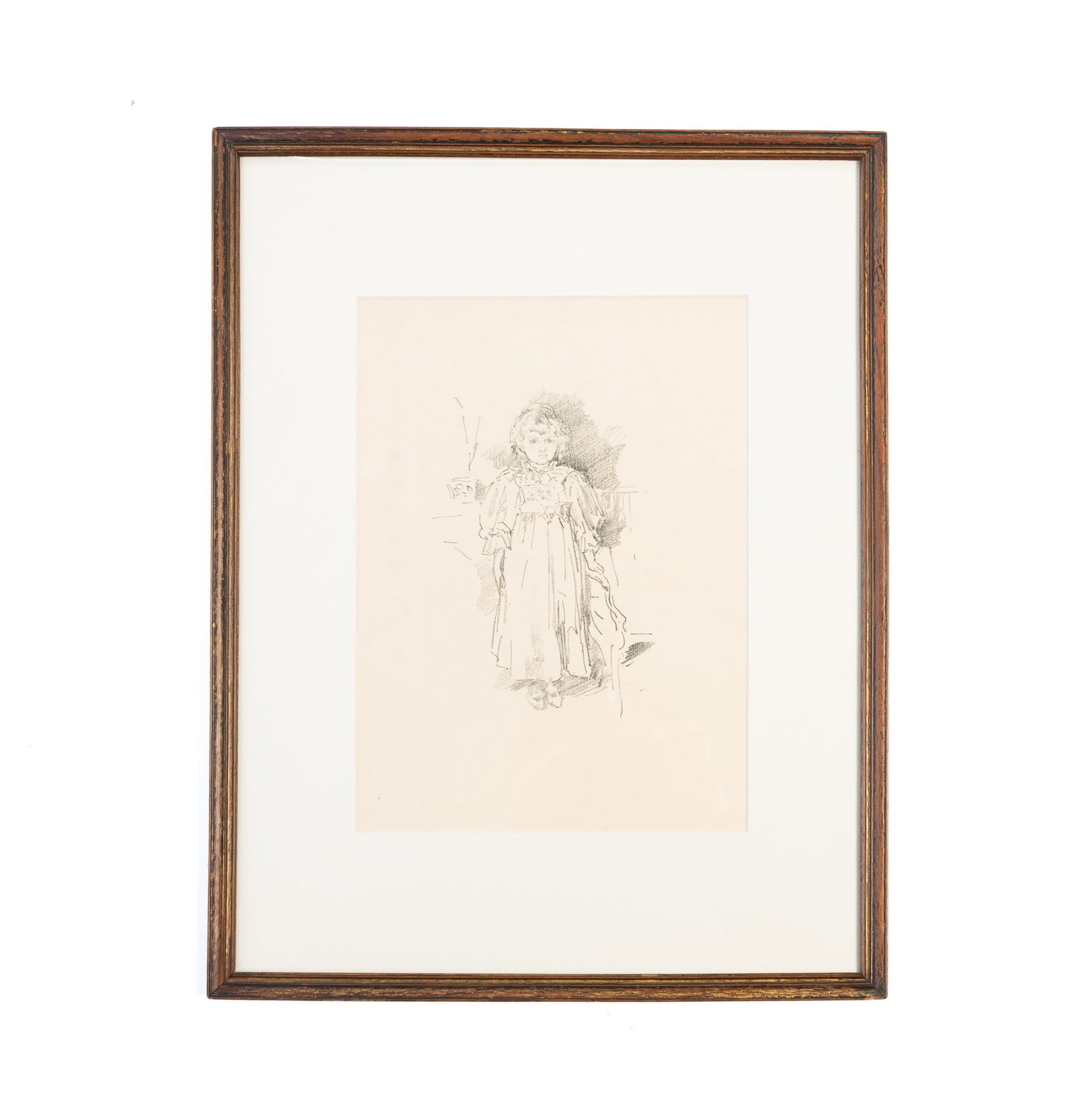 JAMES MCNEIL WHISTLER (AMERICAN, 1834-1903) "LITTLE EVELYN" LITHOGRAPH DATED 1896.: JAMES MCNEIL WHISTLER (AMERICAN, 1834-1903) "LITTLE EVELYN" LITHOGRAPH DATED 1896. Information on verso reading "Printed by Thomas Way for "The Art Journal" in March 1896, on full sheet of cream laid 