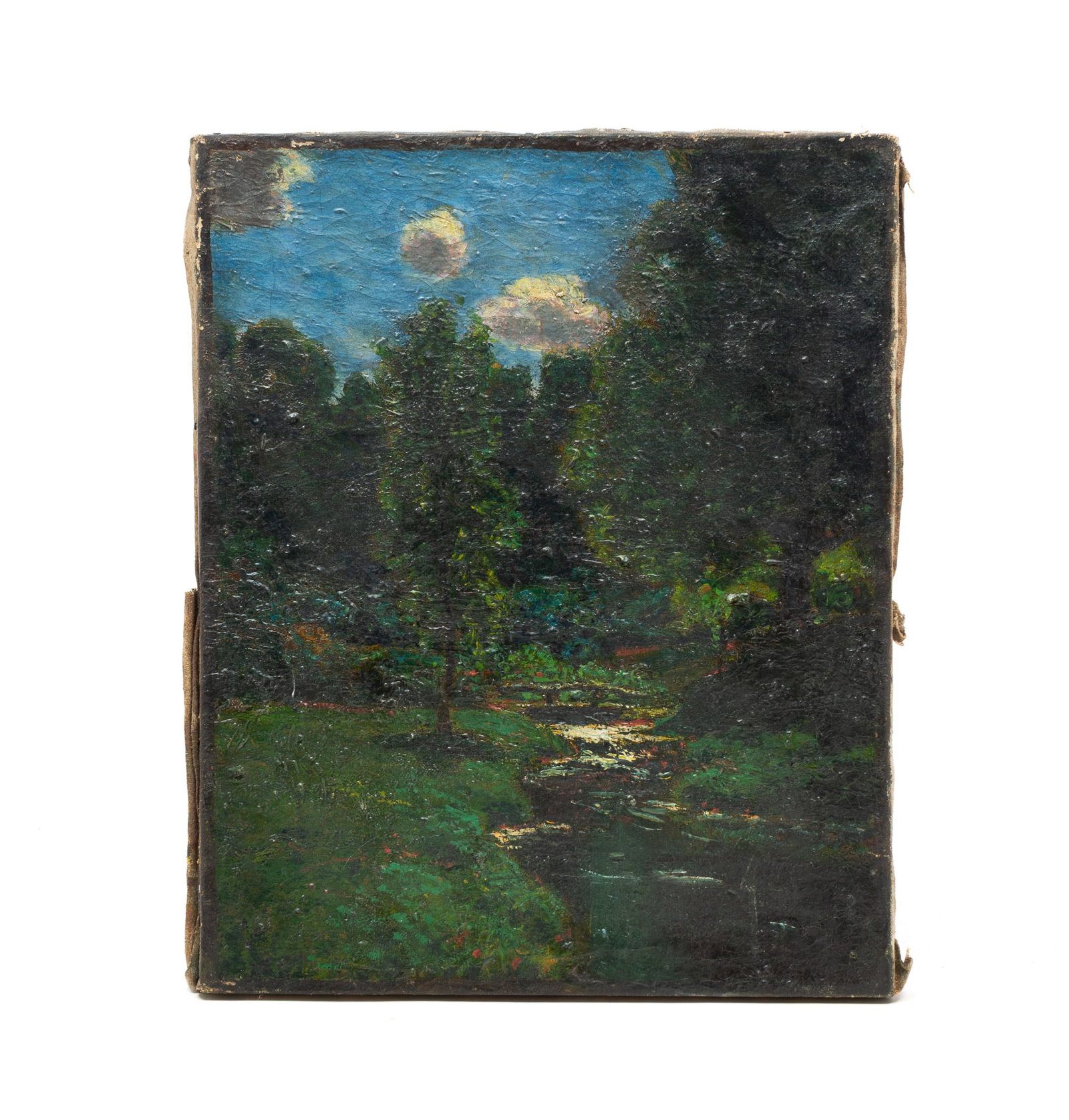 EDWARD PARKER HAYDEN (OHIO/NEW YORK/MASSACHUSETTS, 1858-1922) OIL ON CANVAS OF WOODSY LANDSCAPE. (1 of 3)