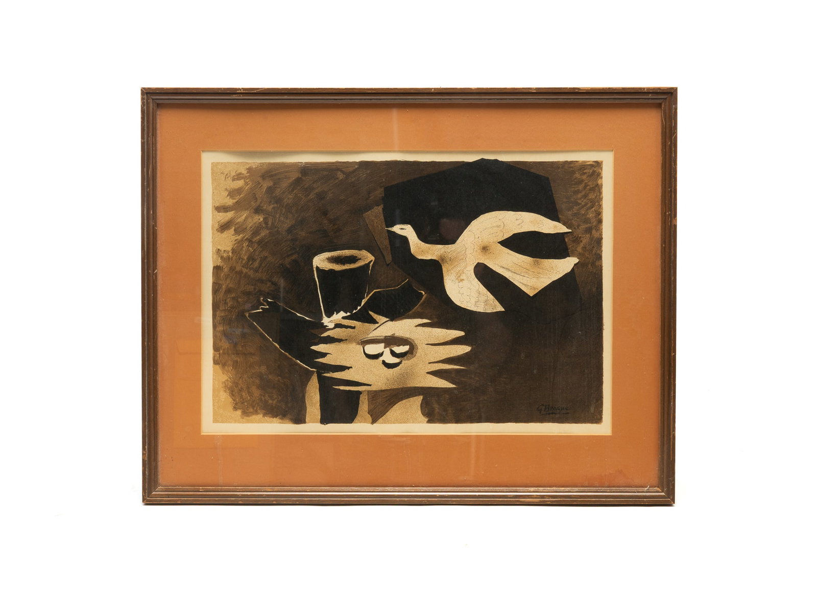 GEORGES BRAQUE (FRENCH, 1882-1963) "L'OISEAU ET SON NID (THE BIRD AND ITS NEST)" LITHOGRAPH.: GEORGES BRAQUE (FRENCH, 1882-1963) "L'OISEAU ET SON NID (THE BIRD AND ITS NEST)" LITHOGRAPH. France, 20th Century (ca. 1956). Signed in stone at lower right. Includes certificate of authenticity from 