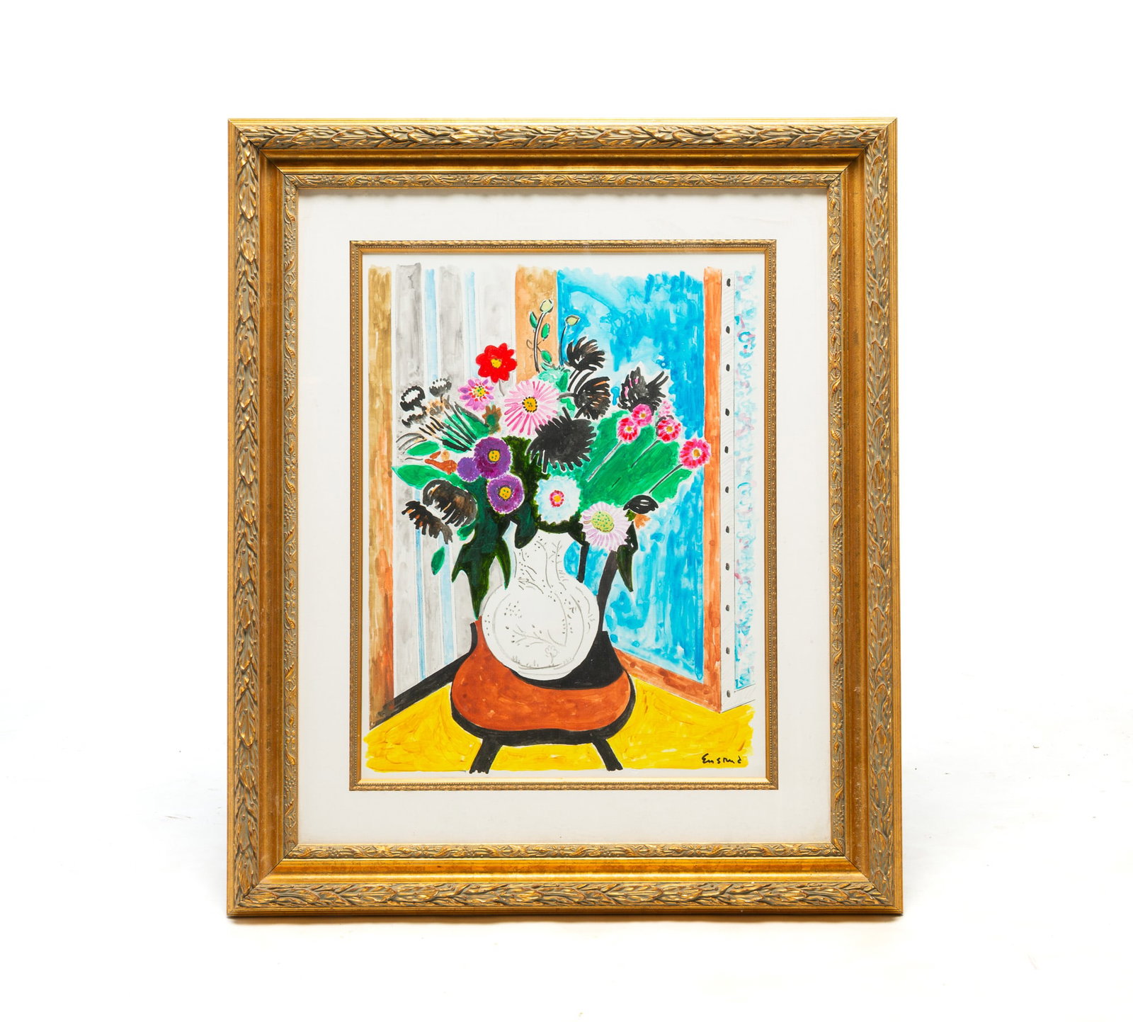 WAYNE ENSRUD (AMERICAN, 1934-2024) "BOUQUET OF FLOWERS" WATERCOLOR ON BOARD. (1 of 6)