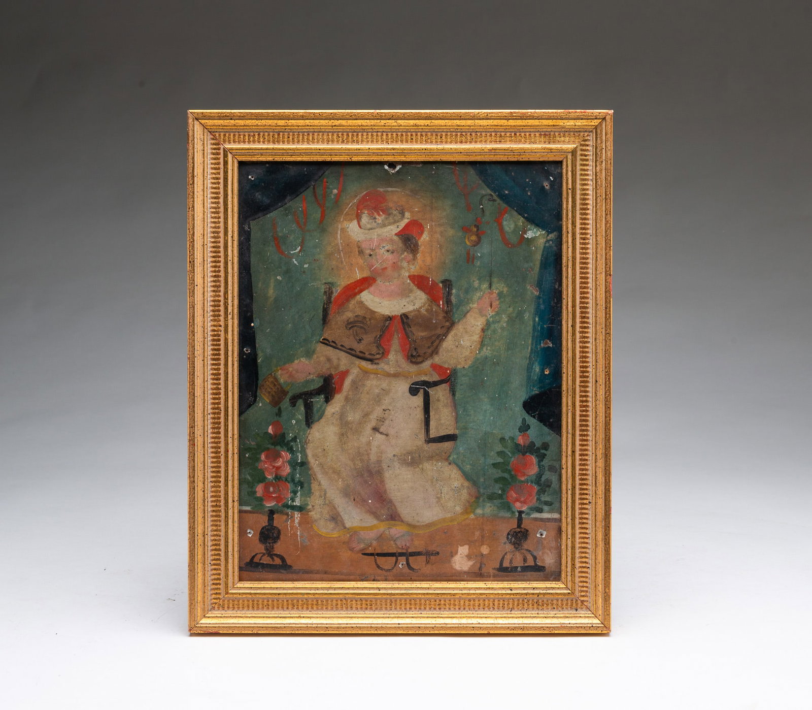 MEXICAN PAINTED TIN RETABLO OF SANTO NINO DE ATOCHA. (1 of 3)
