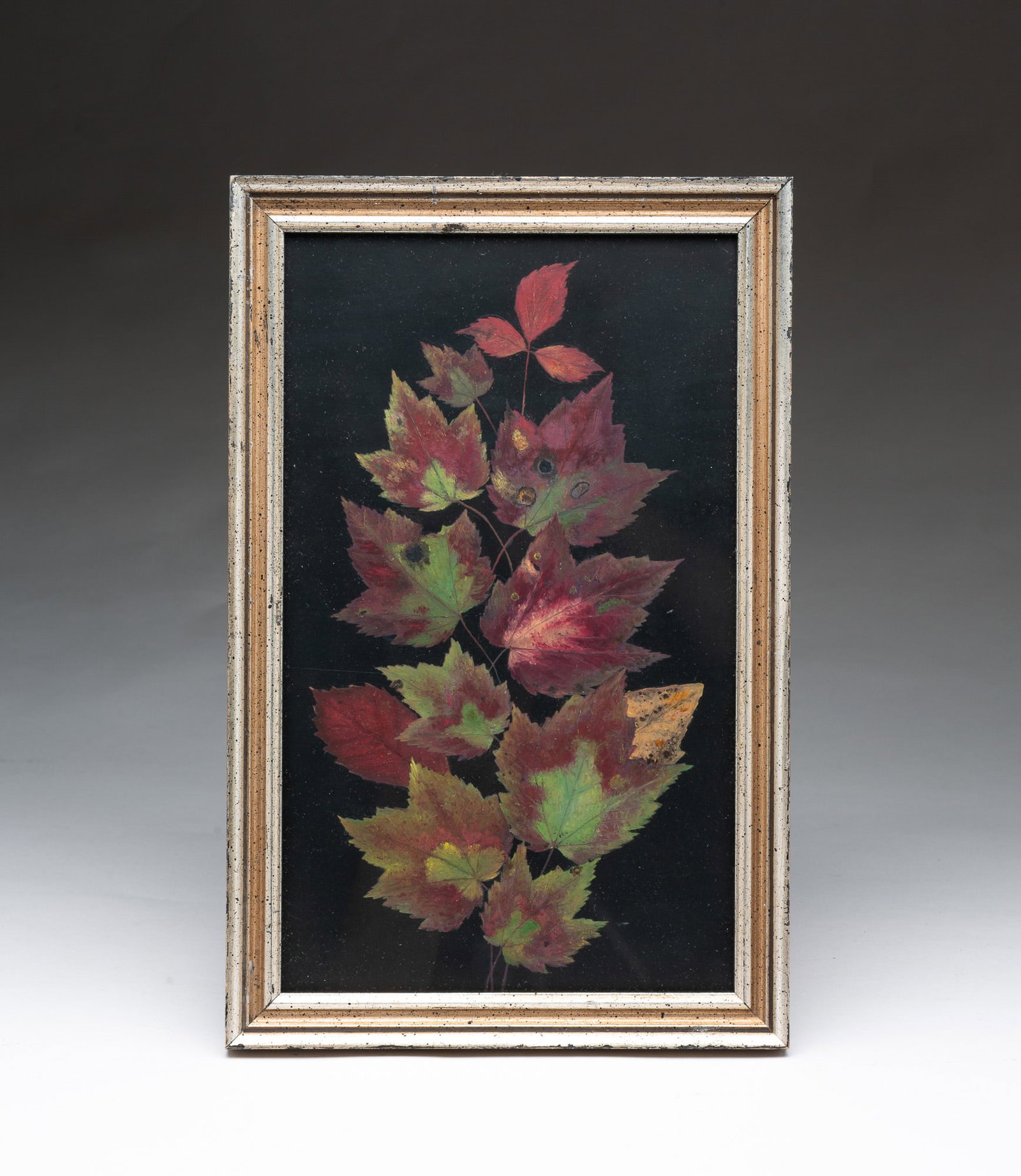 FRAMED MIXED MEDIA OF LEAVES. (1 of 4)