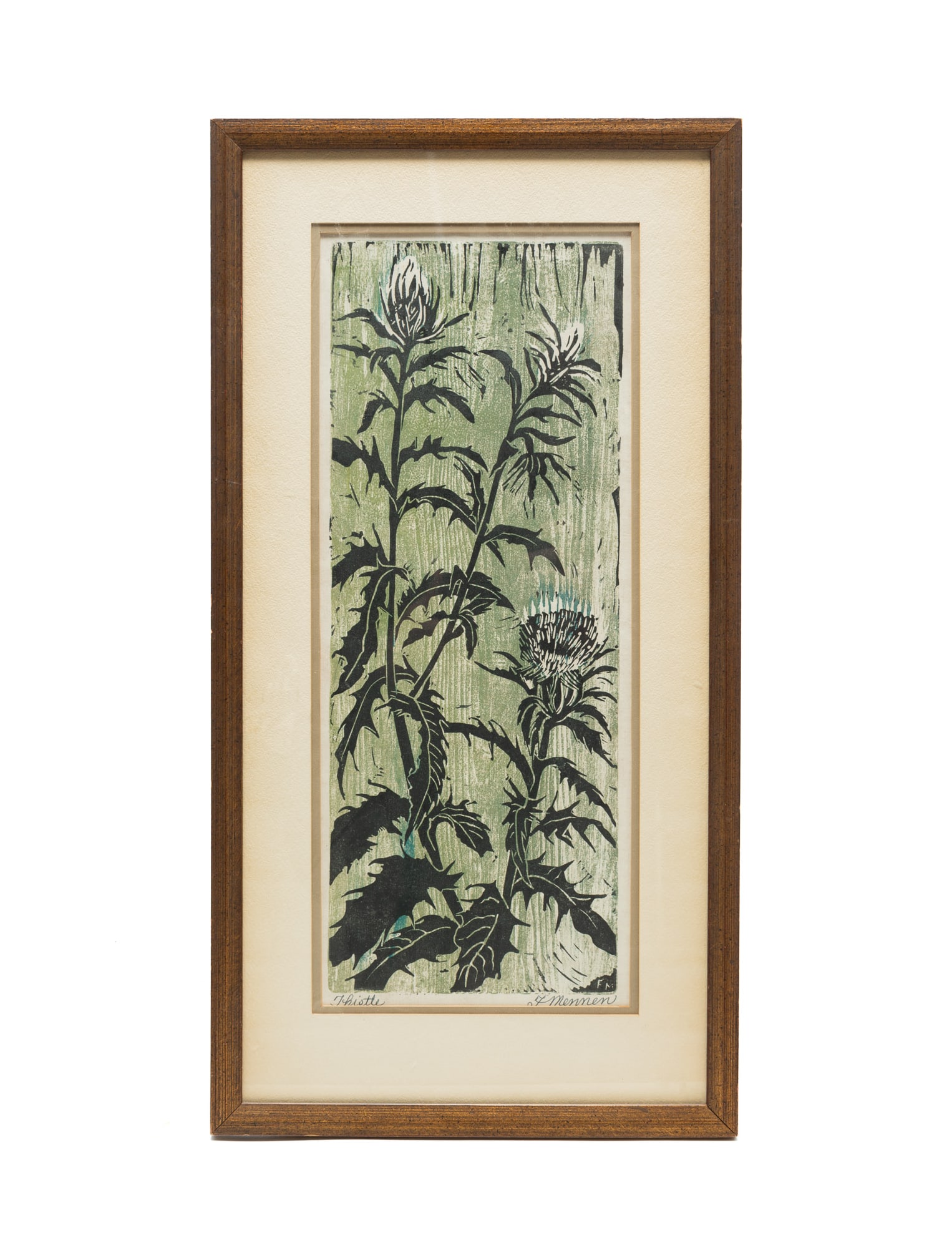 FANNY MENNEN (TENNESSEE, 1903-1995) "THISTLE" WOODBLOCK PRINT IN COLORS. (1 of 5)