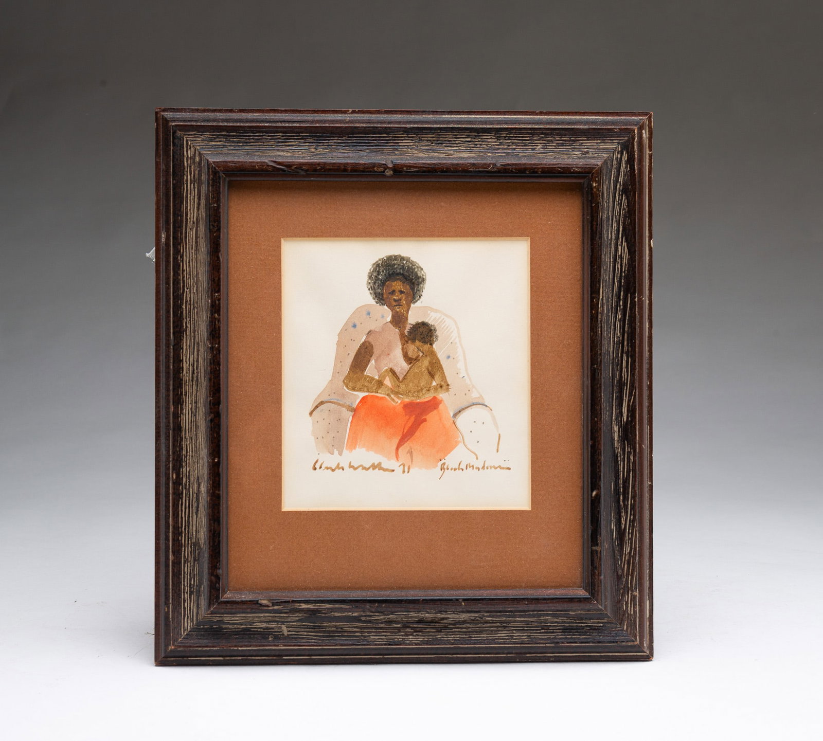 CLARK WALKER (ALABAMA, B. 1940) "BLACK MADONNA" WATERCOLOR ON PAPER DATED 1971. (1 of 4)