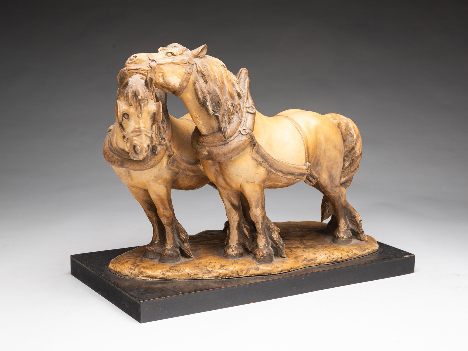 GUIDO CACCIAPUOTI (ITALIAN, 1892–1953) CERAMICHE E GRES D'ARTE CERAMIC SCULPTURE OF DRAFT HORSES. (1 of 4)