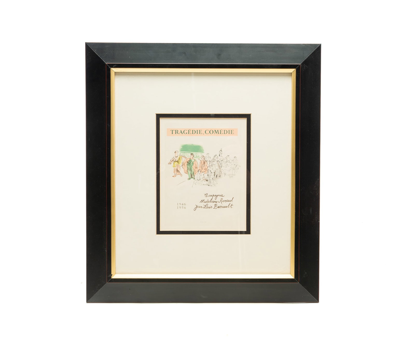 RAOUL DUFY (FRENCH, 1877-1953) "TRAGÉDIE, COMÉDIE" LITHOGRAPH IN COLORS.: RAOUL DUFY (FRENCH, 1877-1953) "TRAGÉDIE, COMÉDIE" LITHOGRAPH IN COLORS. France, 1959. Printed in Paris by Mourlot Freres in 1959. Includes a certificate of authenticity from Global Fine Art. Matted