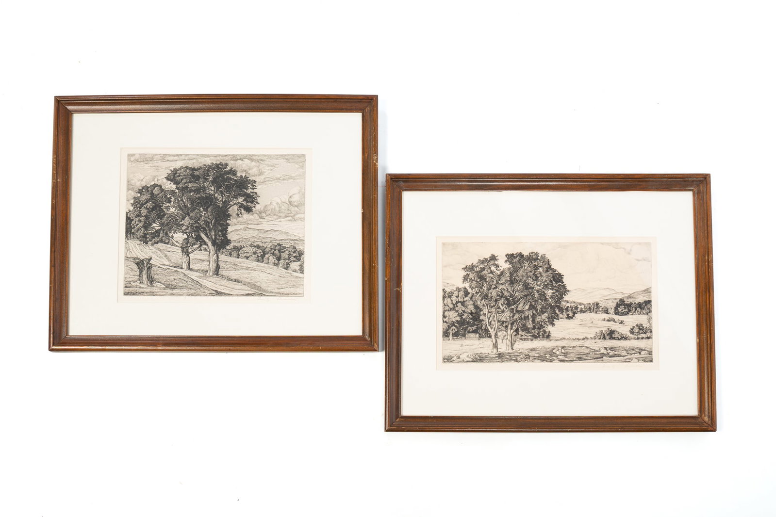 TWO LUIGI LUCIONI (ITALIAN/AMERICAN, 1900-1988) ETCHINGS OF VERMONT LANDSCAPES. (1 of 8)