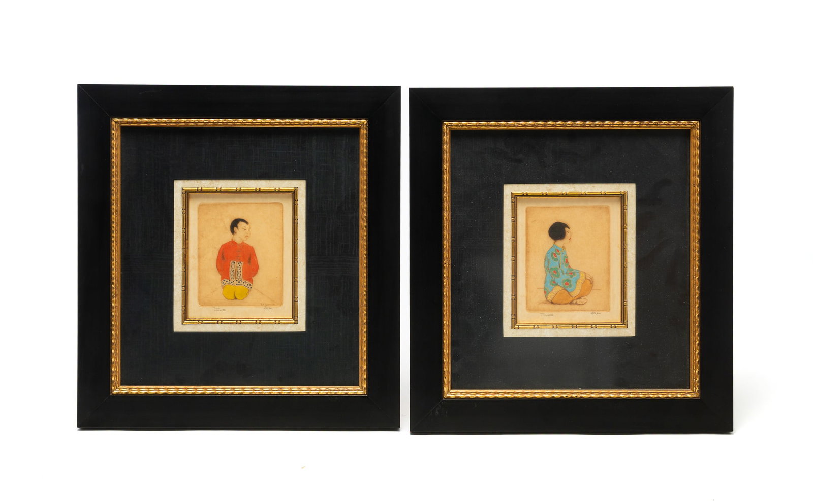 DORSEY POTTER TYSON (1891-1969), PAIR OF COLORED ETCHINGS. (1 of 6)