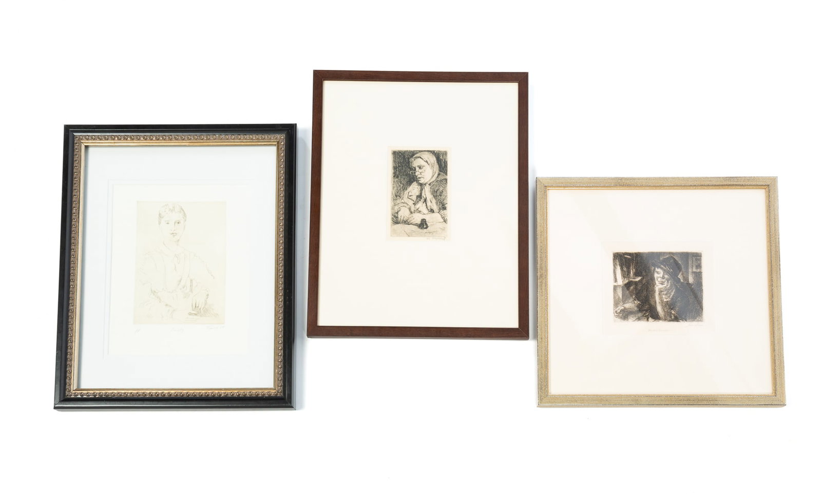 THREE PORTRAIT ETCHINGS, INCL. JOHN SLOAN, WILLIAM MEYEROWITZ, AND GEORGIA TANGI. (1 of 9)