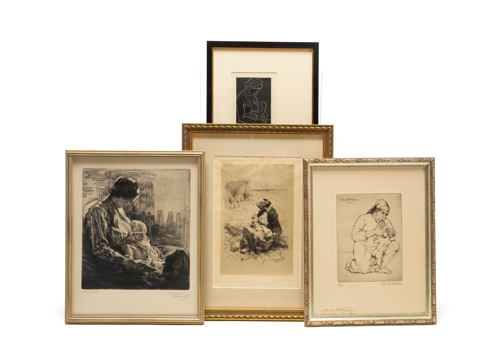 FOUR EUROPEAN AND BRITISH PRINTS OF NURSING MOTHERS. (1 of 13)