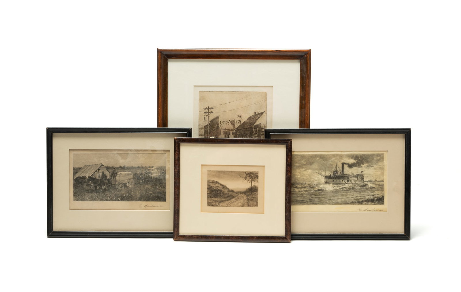 FOUR ETCHINGS, INCL. GEORGE MEINSHAUSEN AND FRANCIS SWAIN. (1 of 9)