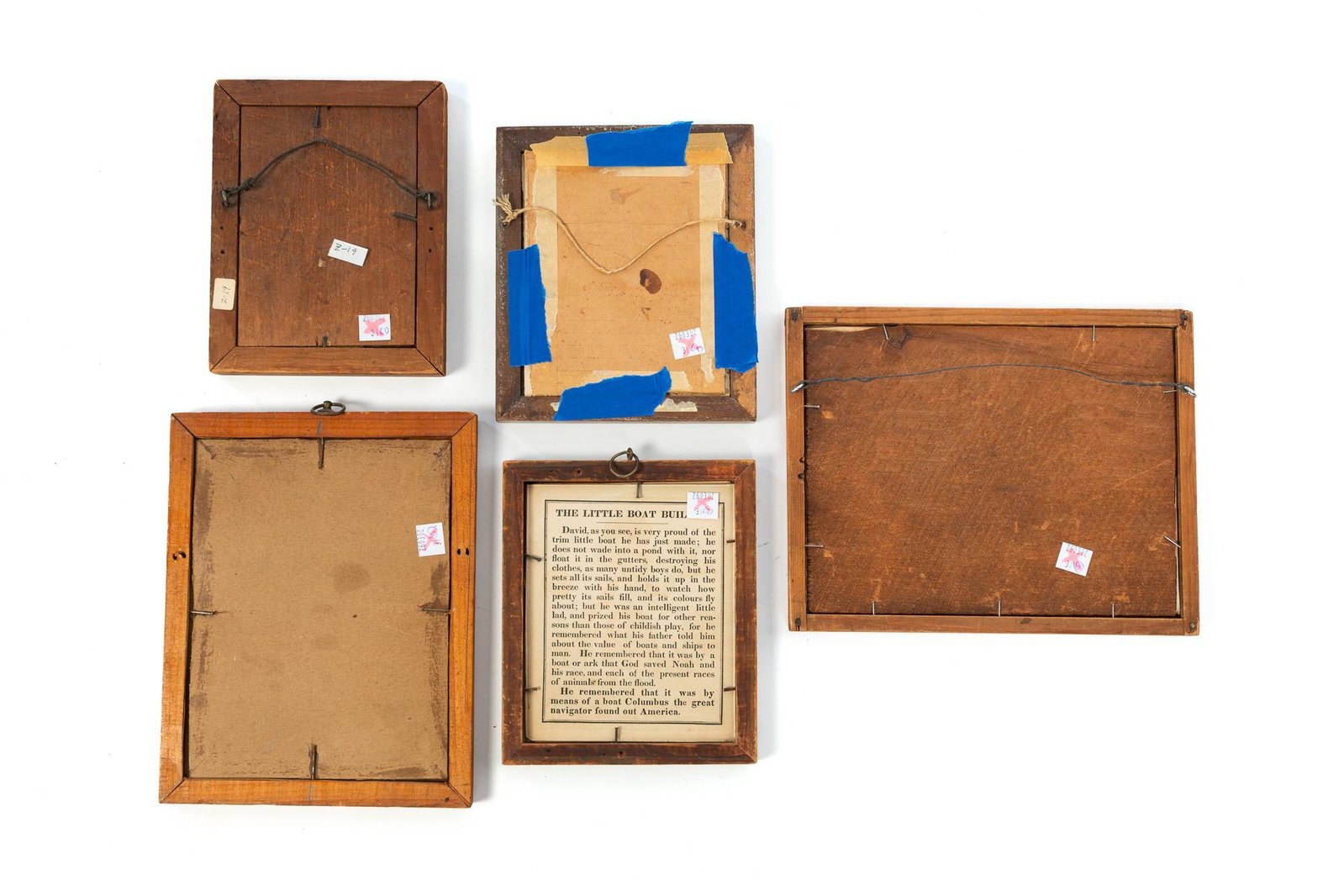 FIVE DIMINUTIVE FRAMED ITEMS. - 14