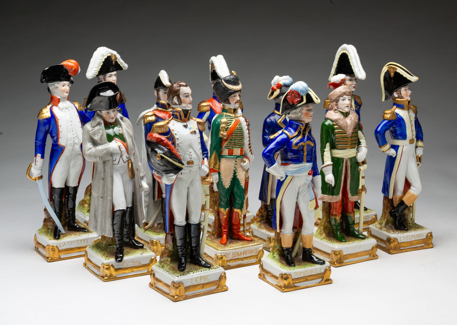 TWELVE SCHEIBE ALSBACH NAPOLEONIC PORCELAIN FIGURES. (1 of 10)