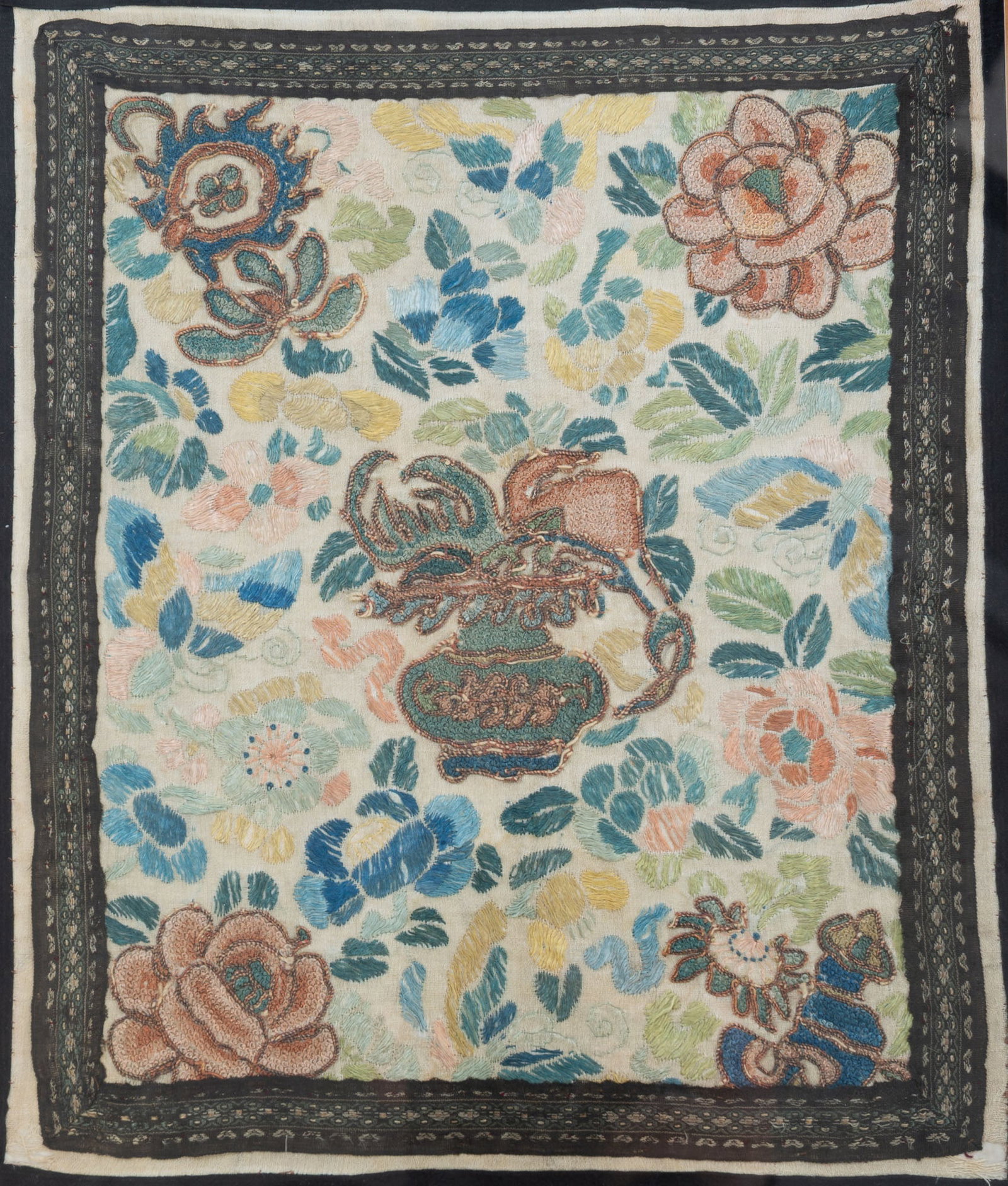 TWO FRAMED CHINESE NEEDLEWORK PANELS. - 2