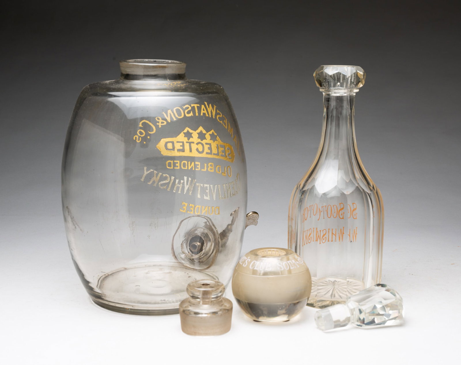 THREE GLASS BAR ACCESSORIES. - 2
