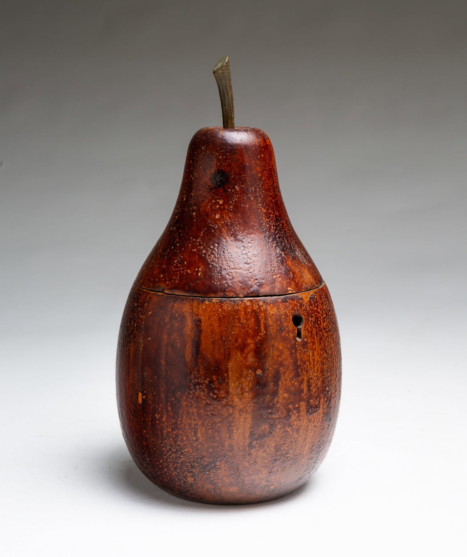 PEAR-FORM FRUITWOOD TEA CADDY. (1 of 4)