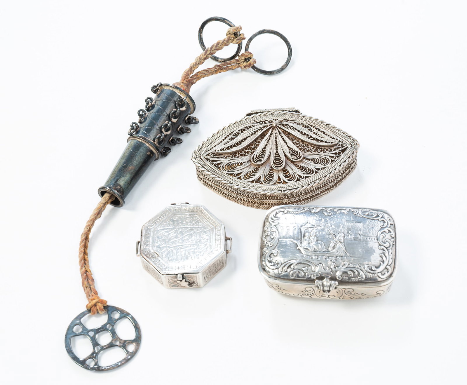 FOUR SILVER TONE ITEMS. (1 of 5)