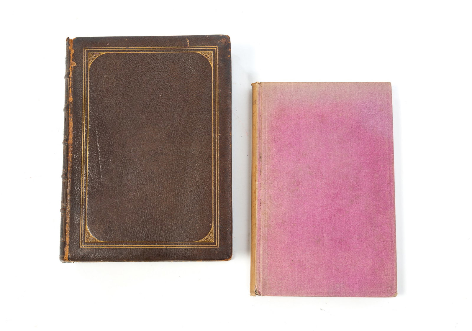 TWO BOOKS.: TWO BOOKS. American, 19th Century. Leather-bound "Irving's Sketch-book". Artist's Edition, G.P. Putnam: Hurd and Houghton, 1865. Tooled and embossed leather cover and spine, gold page edges and