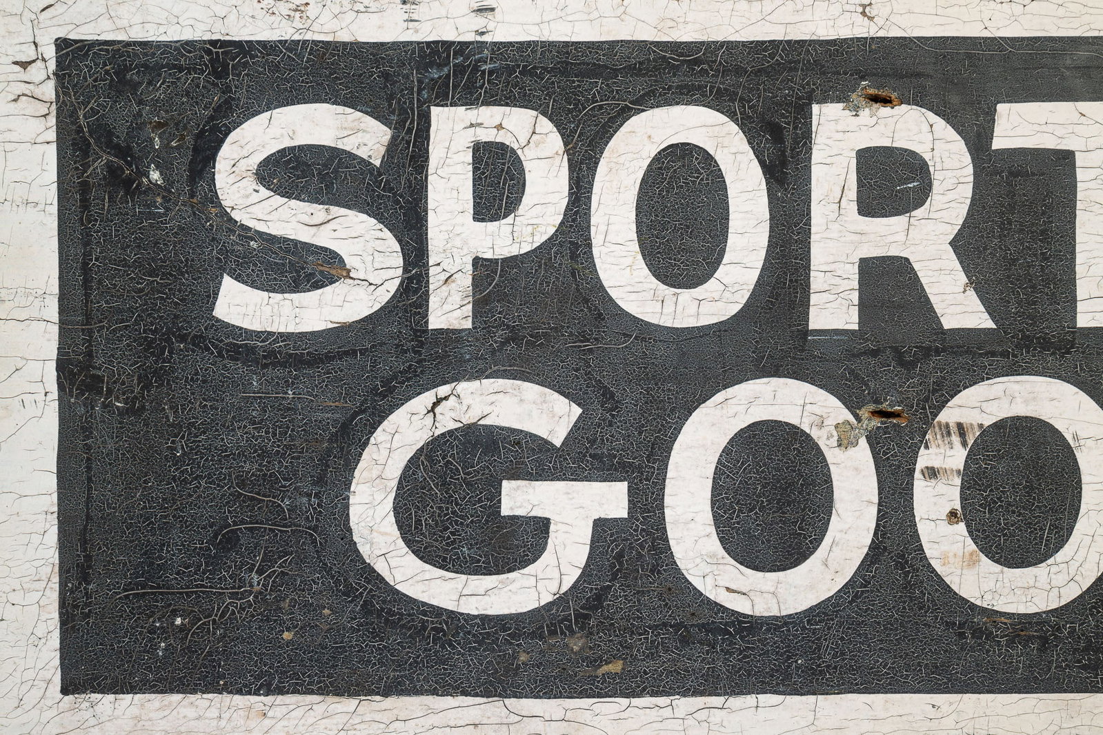 "SPORTING GOODS" WOODEN TRADE SIGN. (1 of 3)