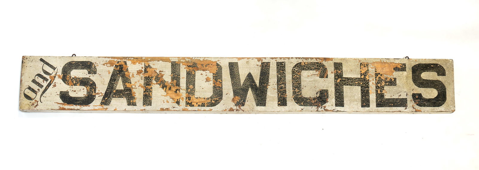 PAINTED WOOD "AND SANDWICHES" RESTAURANT TRADE SIGN. (1 of 4)