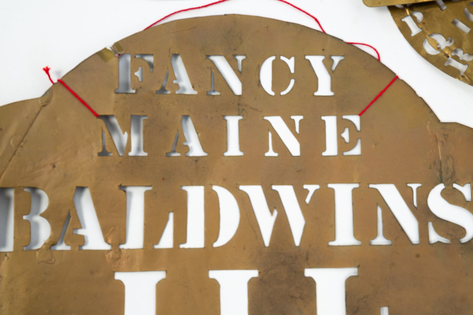GENERAL STORE PRICING BOARD PLUS THREE BRASS STENCILS. - 6