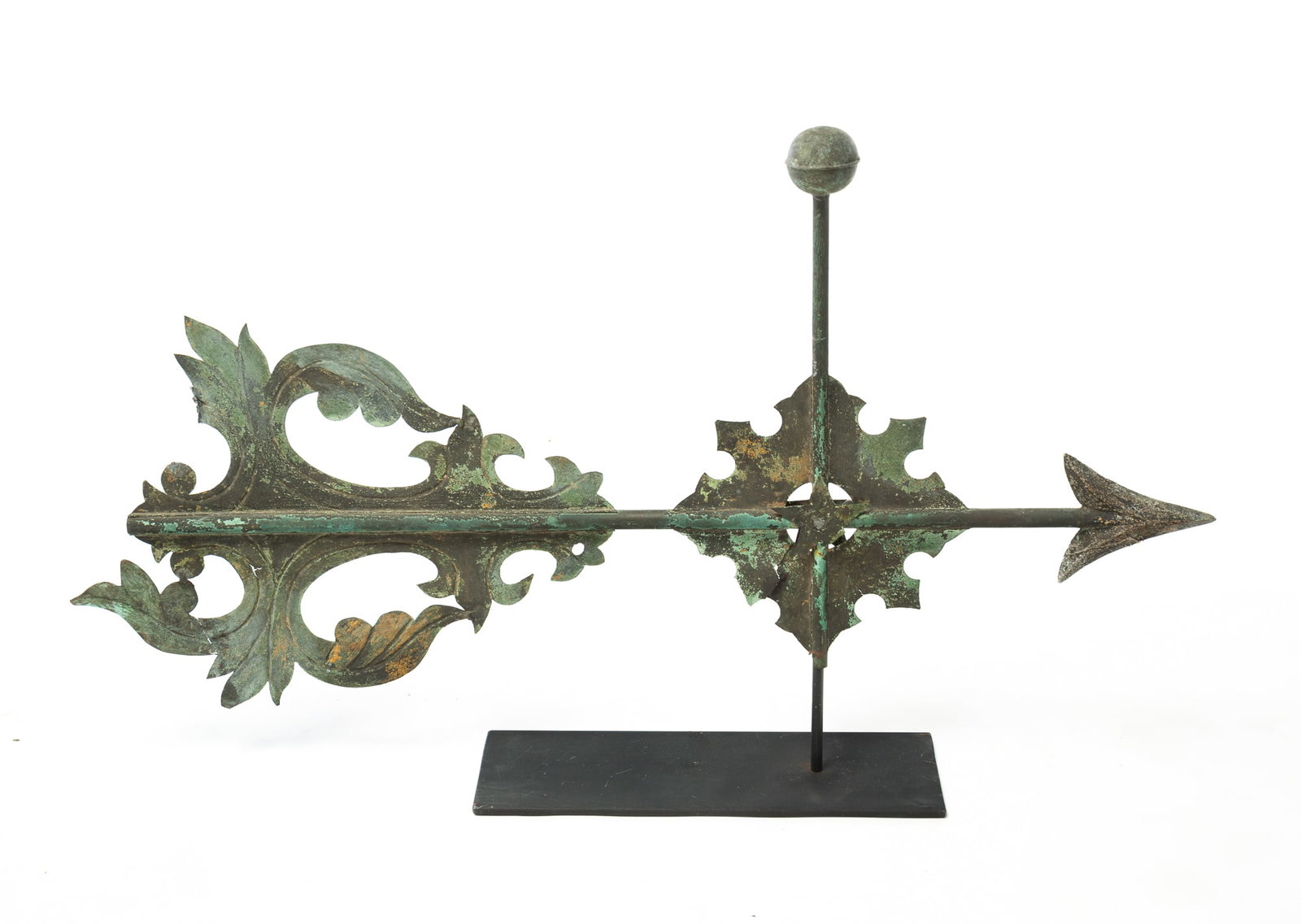 ZINC AND COPPER BANNERETTE WEATHERVANE WITH STAND. (1 of 4)