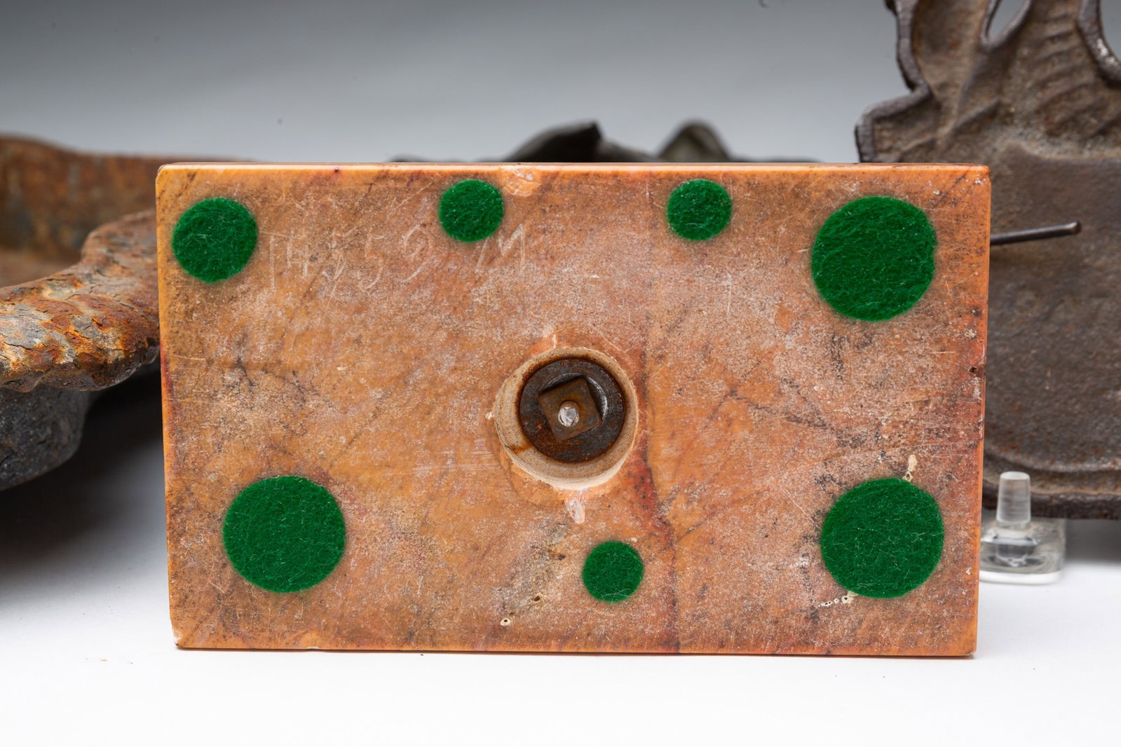 THREE METAL ITEMS INCLUDING A BOOT SCRAPER. - 7