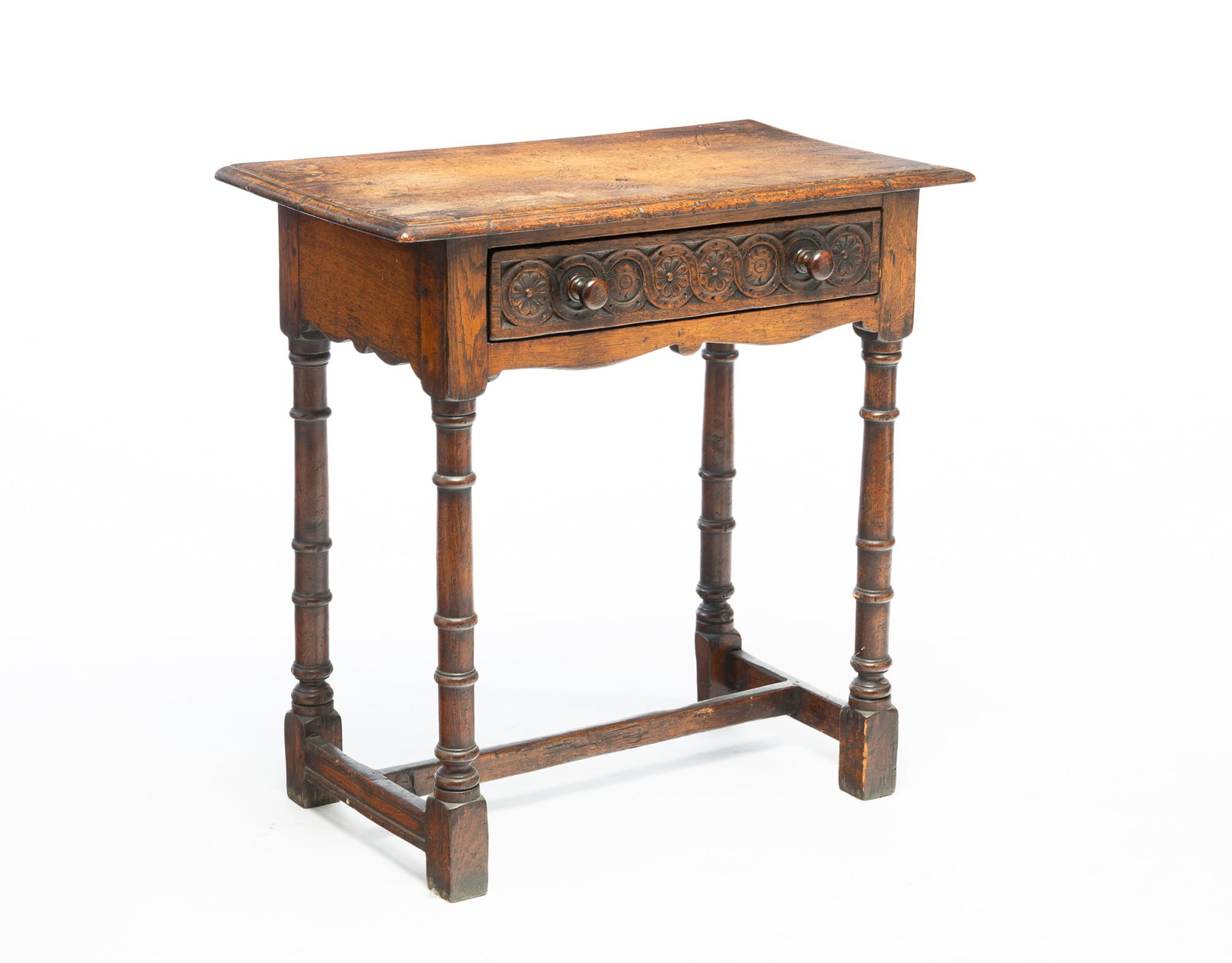 RENAISSANCE-REVIVAL OAK STAND WITH CARVED DRAWER FRONT. (1 of 5)