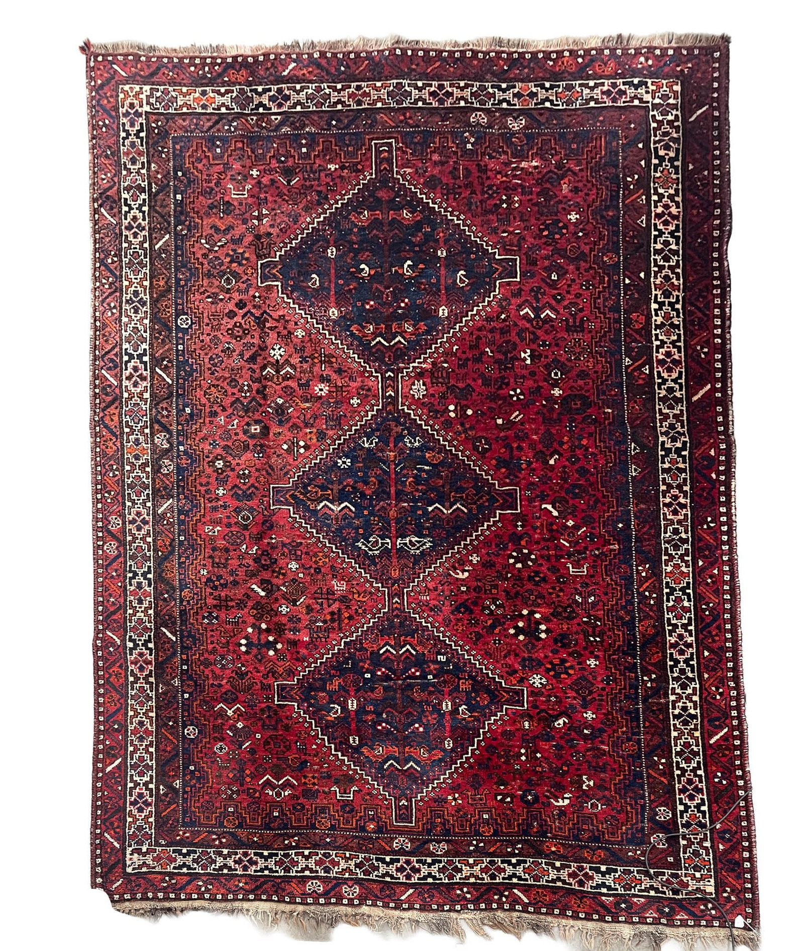 AFGHAN HAND-KNOTTED WOOL AND GOAT HAIR AREA RUG. (1 of 4)