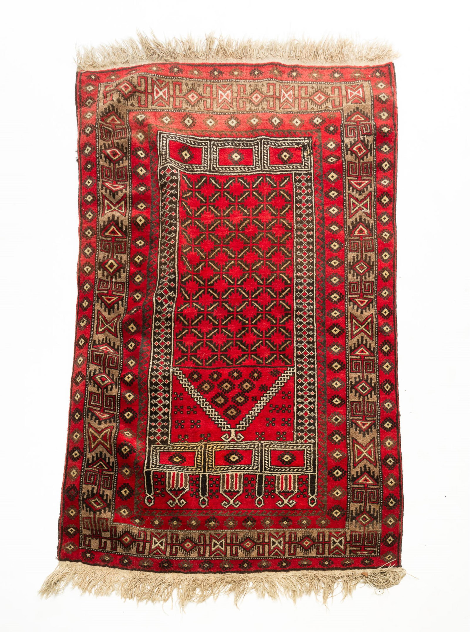 PAKISTAN HAND-KNOTTED WOOL PRAYER RUG. (1 of 5)