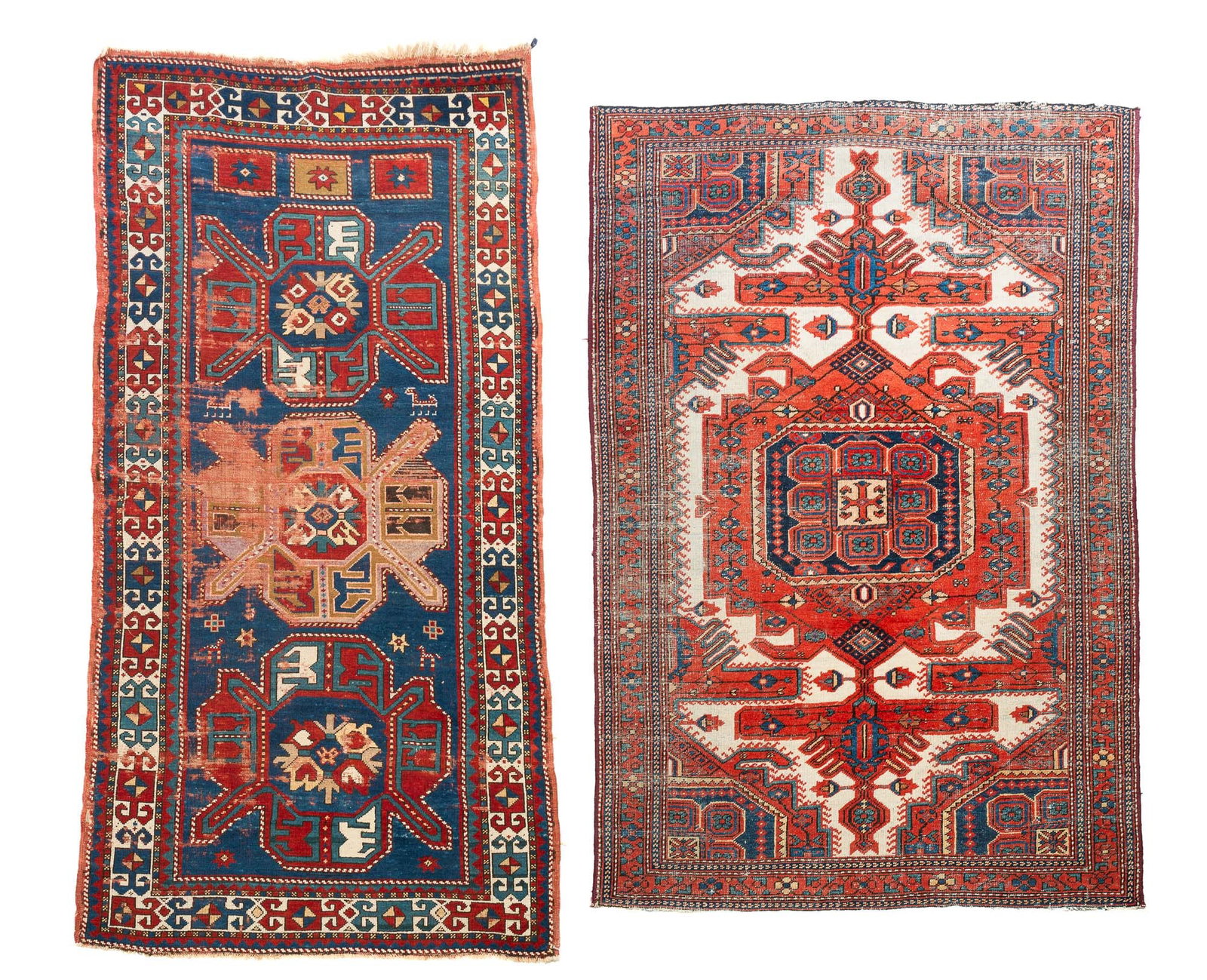 CAUCASIAN KAZAK RUNNER AND NORTHWEST PERSIAN HAND-KNOTTED WOOL RUGS. (1 of 10)