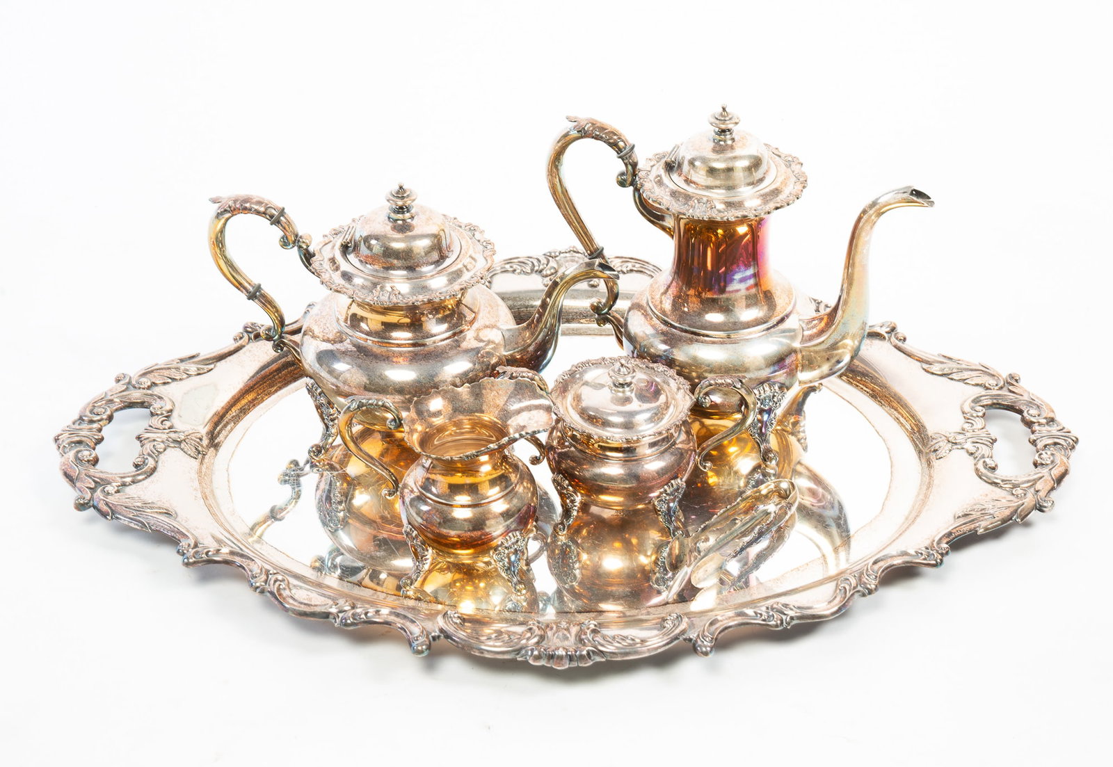 MIYATA 950 FINE STERLING SILVER TEA SET ON TRAY. (1 of 7)