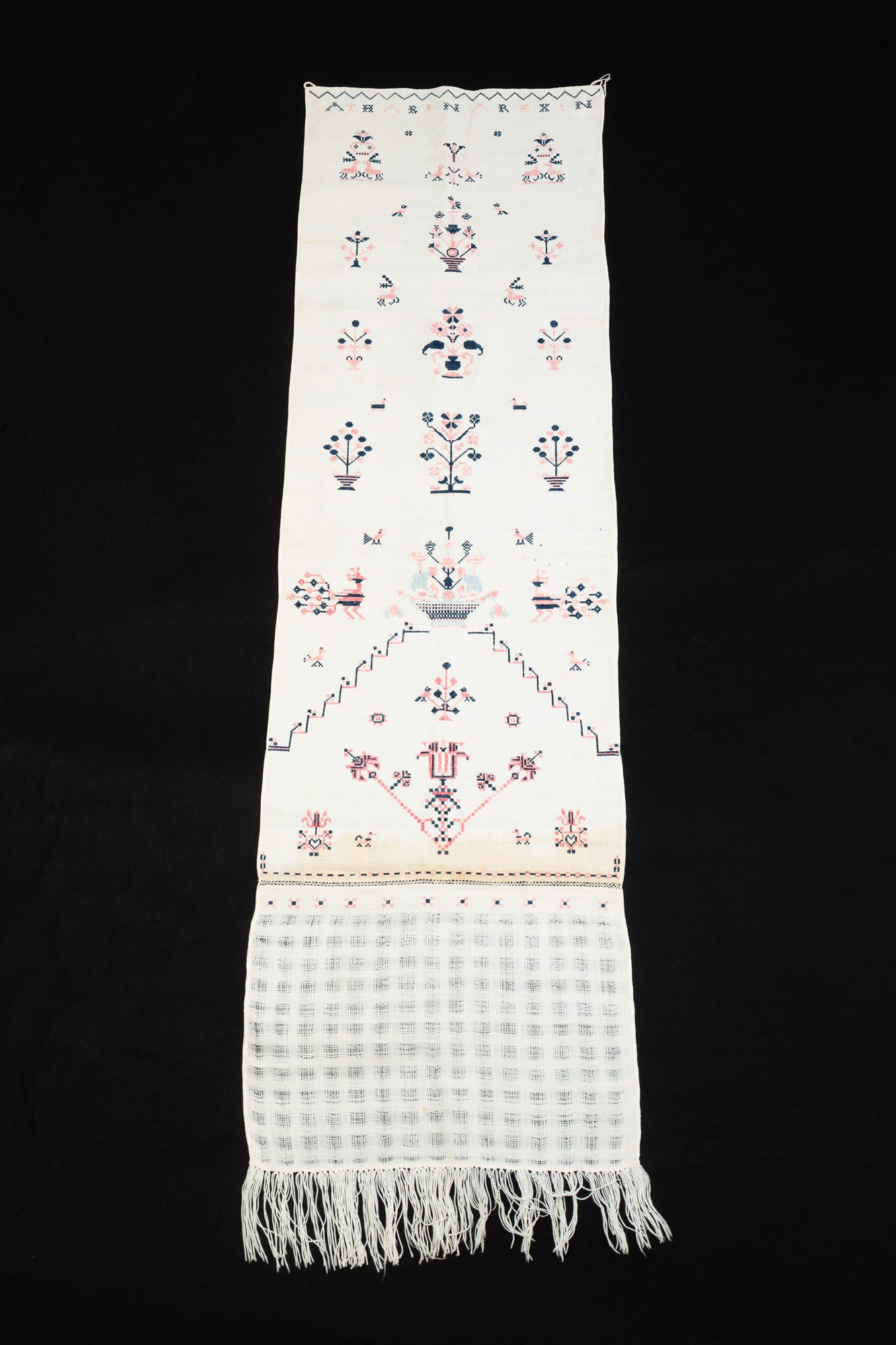 CATHARINA REXIN CROSS STITCHED LINEN SHOW TOWEL. (1 of 4)