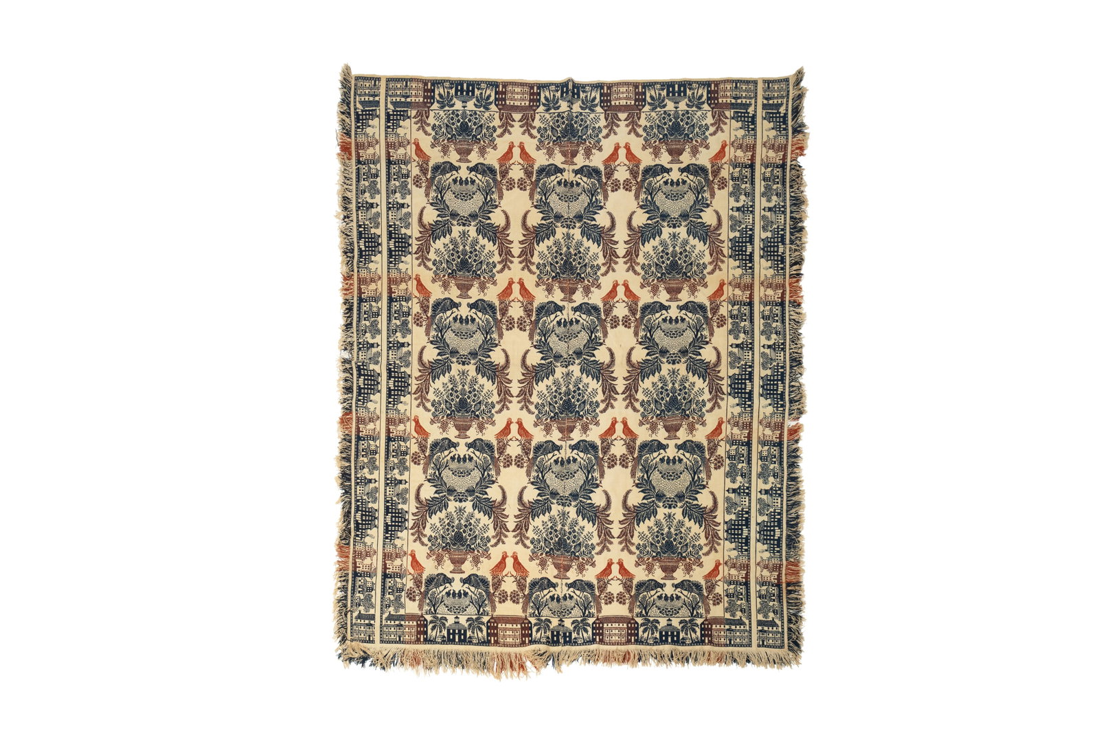 SUMMER-WINTER JACQUARD COVERLET WITH BUILDING BORDERS. (1 of 3)