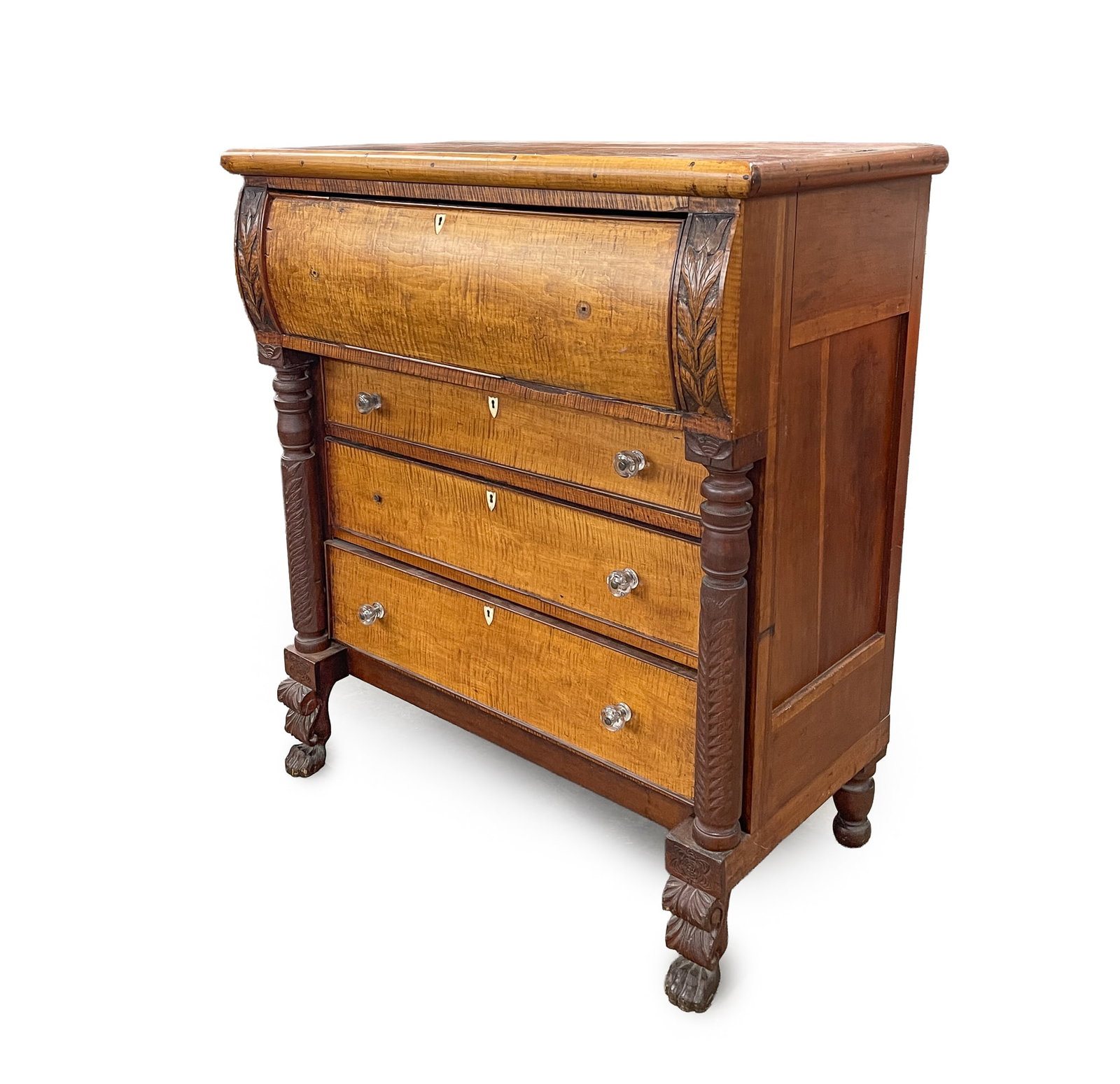 OHIO TIGER MAPLE AND CHERRY CHEST OF DRAWERS. (1 of 6)