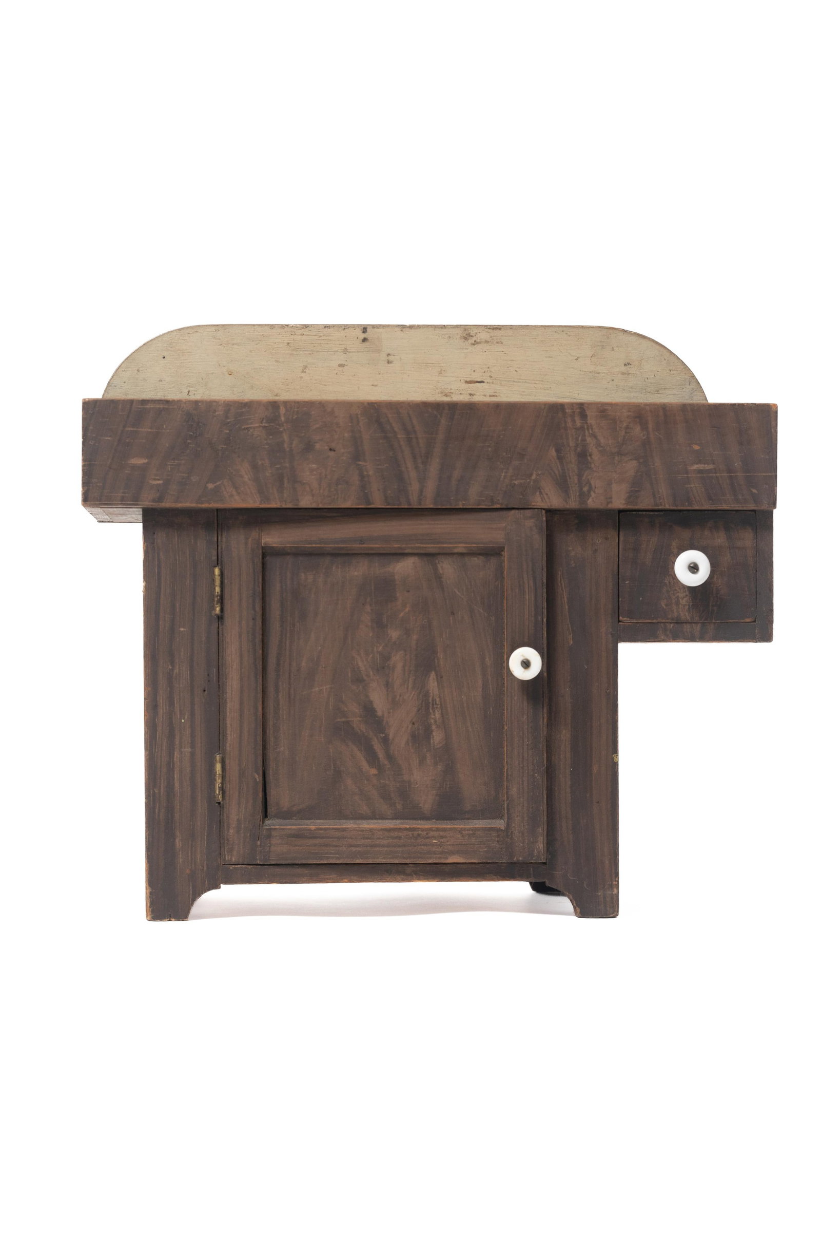 PENNSYLVANIA PAINT-DECORATED CHILD'S HIGH-BACK DRY SINK WITH ORIGINAL GRAIN PAINTED DECORATION. (1 of 8)