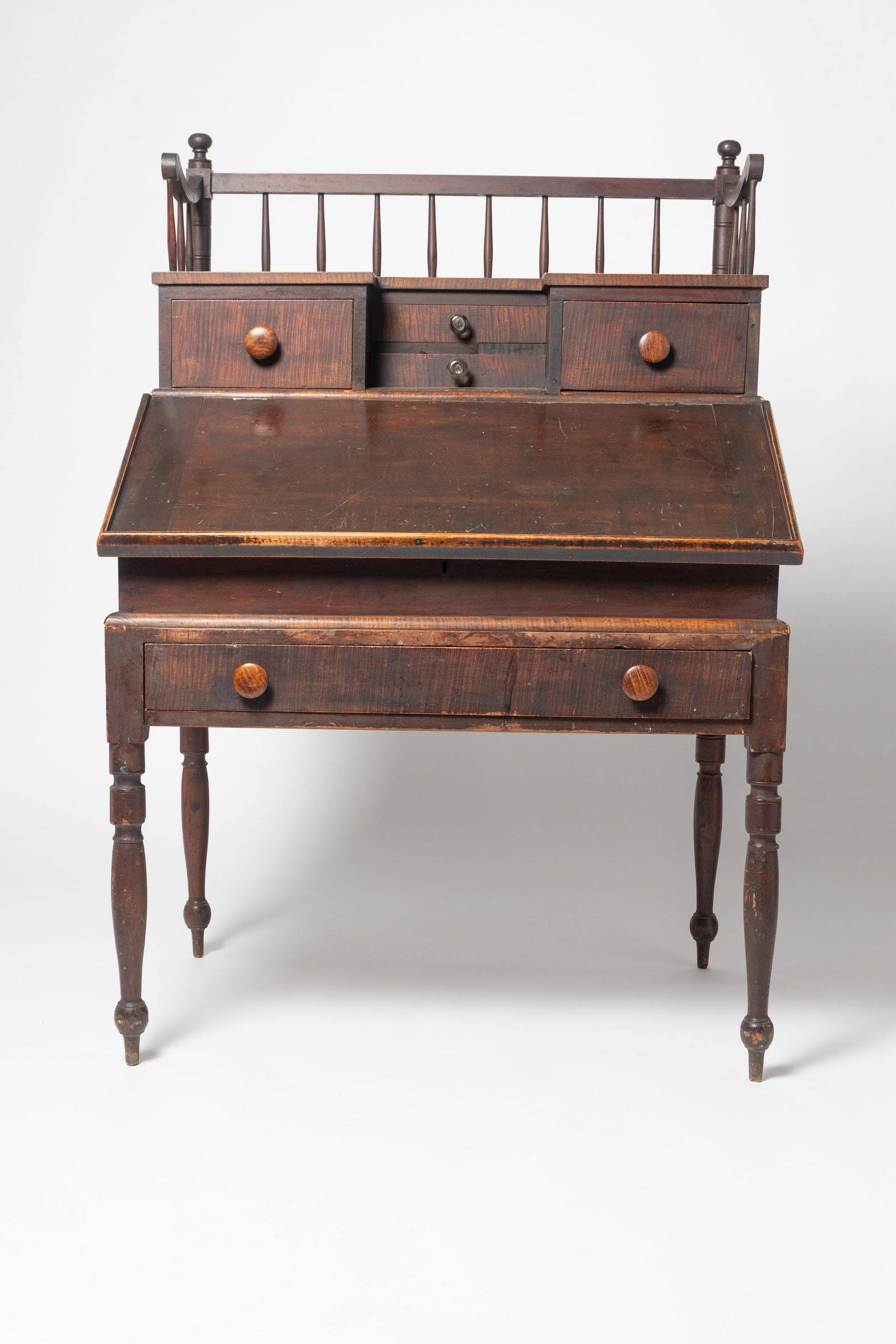 OHIO TIGER MAPLE AND CHERRY CLERK'S DESK. (1 of 9)