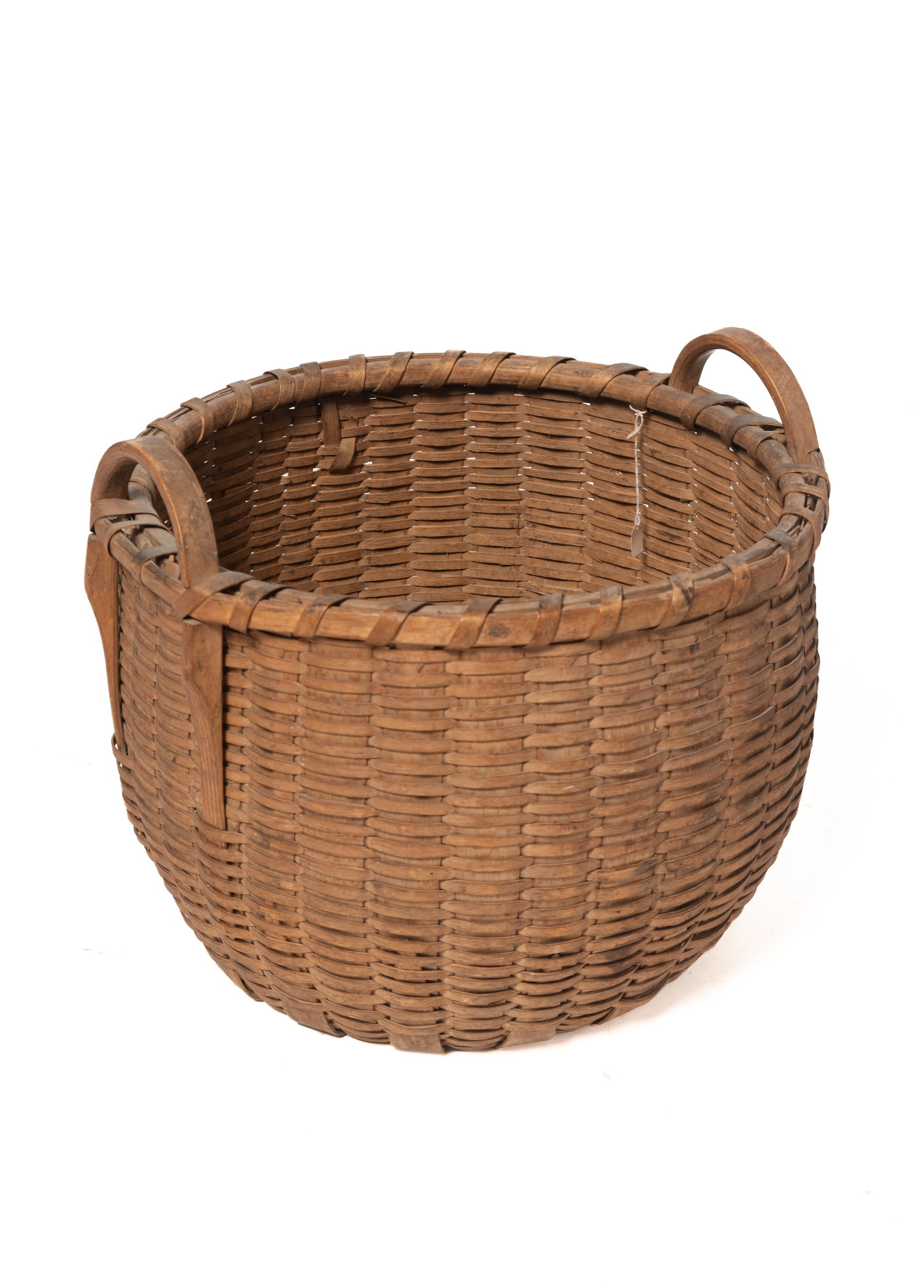 LARGE HANDLED GATHERING BASKET WITH DEMI-JOHN BOTTOM. (1 of 6)