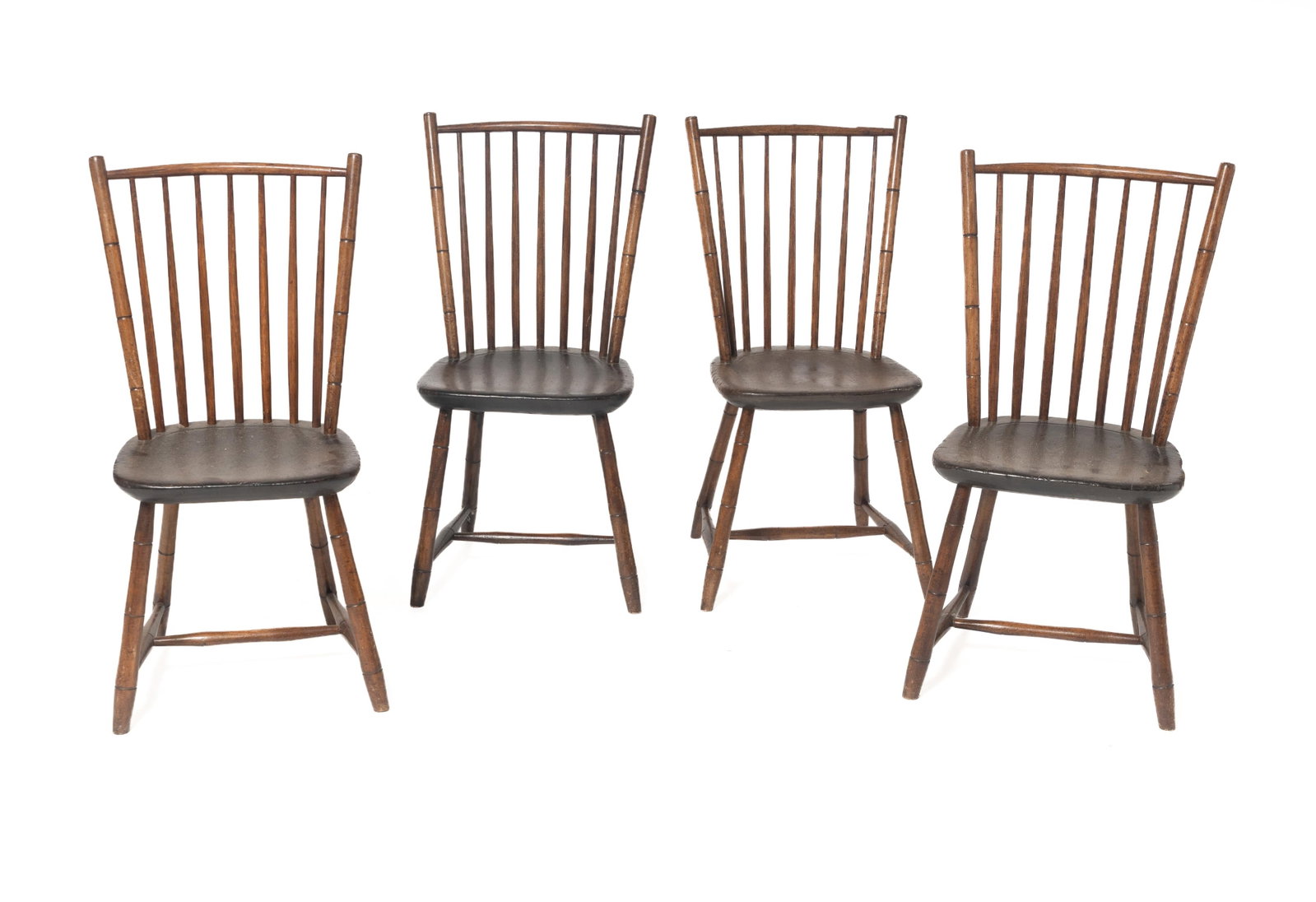 SET OF FOUR WINDSOR SIDE CHAIRS WITH BAMBOO TURNINGS. (1 of 6)