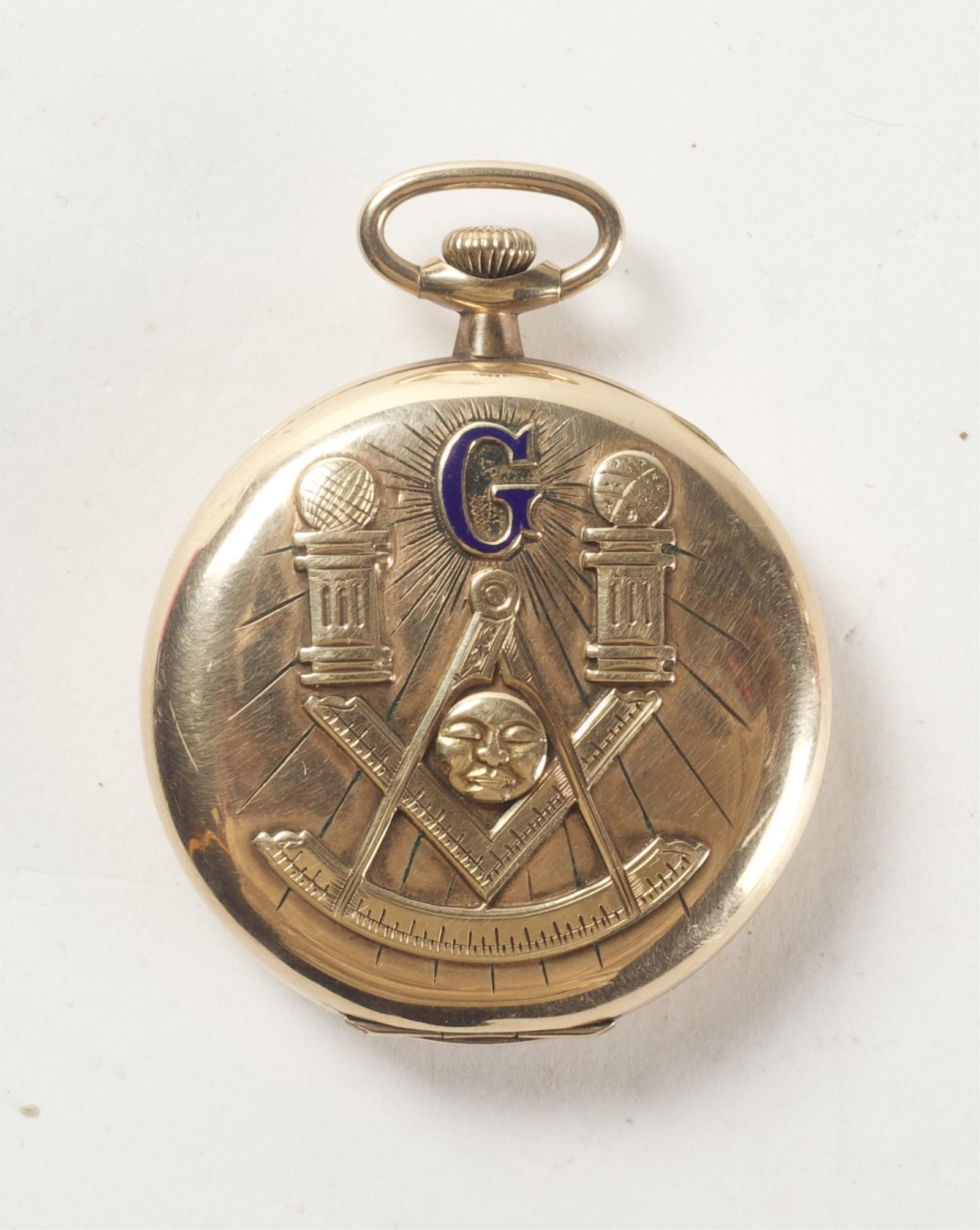 ELGIN POCKET WATCH PRESENTED TO J.P. HUMPHREY, PAST MASTER OF AMITY LODGE NUMBER 5 F. AND A.M.,: ELGIN POCKET WATCH PRESENTED TO J.P. HUMPHREY, PAST MASTER OF AMITY LODGE NUMBER 5 F. AND A.M., ZANESVILLE, OHIO. American, First quarter 20th Century. Gold-filled case. 19 Jewel movement, back of cas