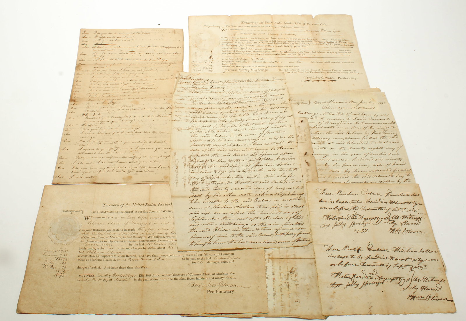 COLLECTION OF EARLY OHIO DOCUMENTS PERTAINING TO MARIETTA, WASHINGTON COUNTY. (1 of 8)