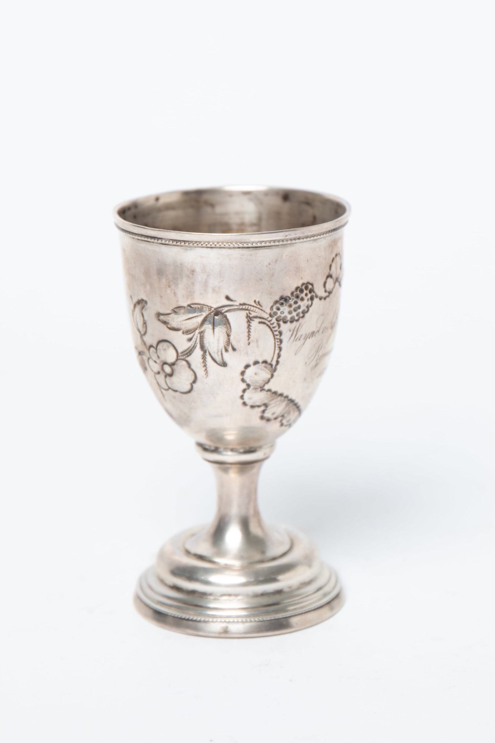 WAYNE COUNTY, OHIO COIN SILVER PRESENTATION GOBLET DATED 1856. (1 of 3)