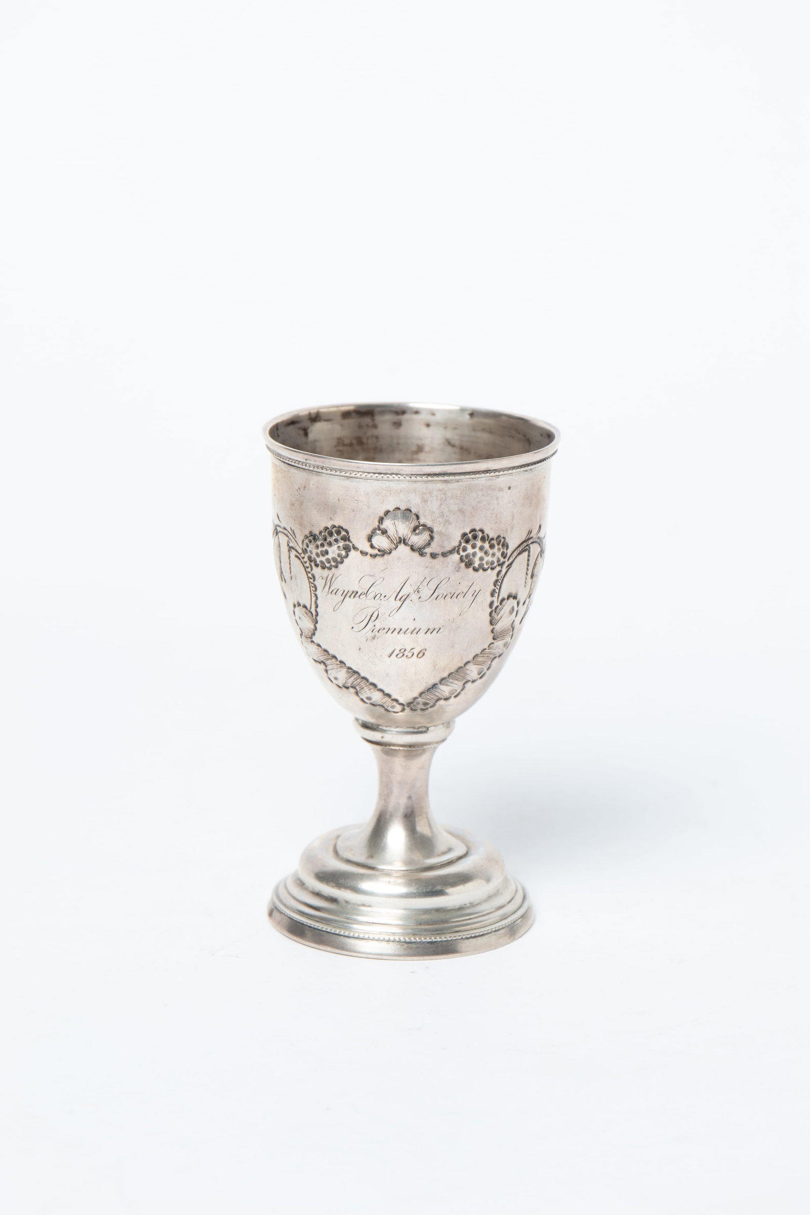 WAYNE COUNTY, OHIO COIN SILVER PRESENTATION GOBLET DATED 1856. - 3
